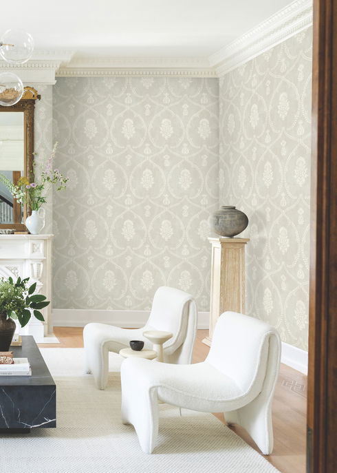 Royal Damask Soft Grey Wallpaper