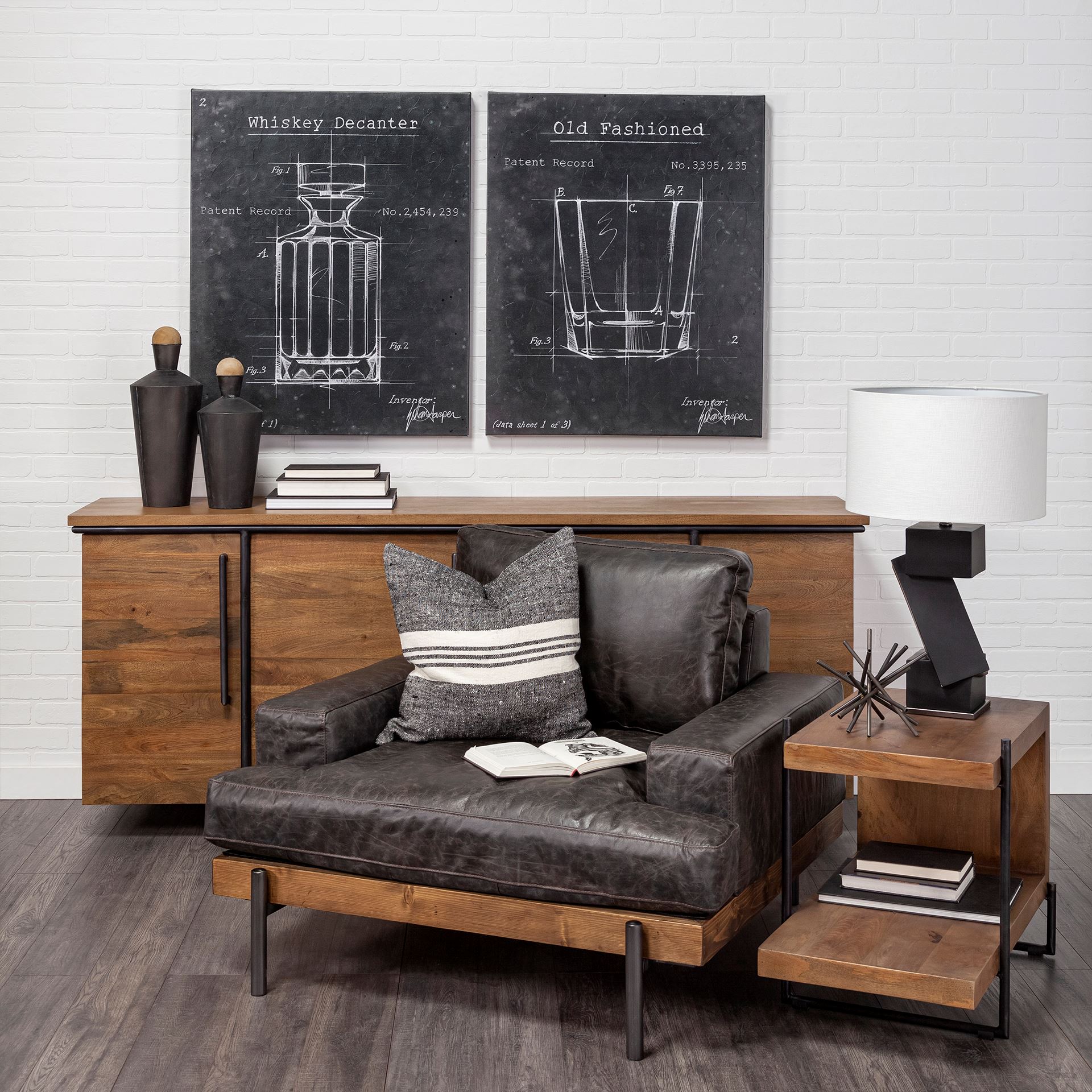 Colburne I Brown Leather Body Wood/Iron Frame Club Chair large image 