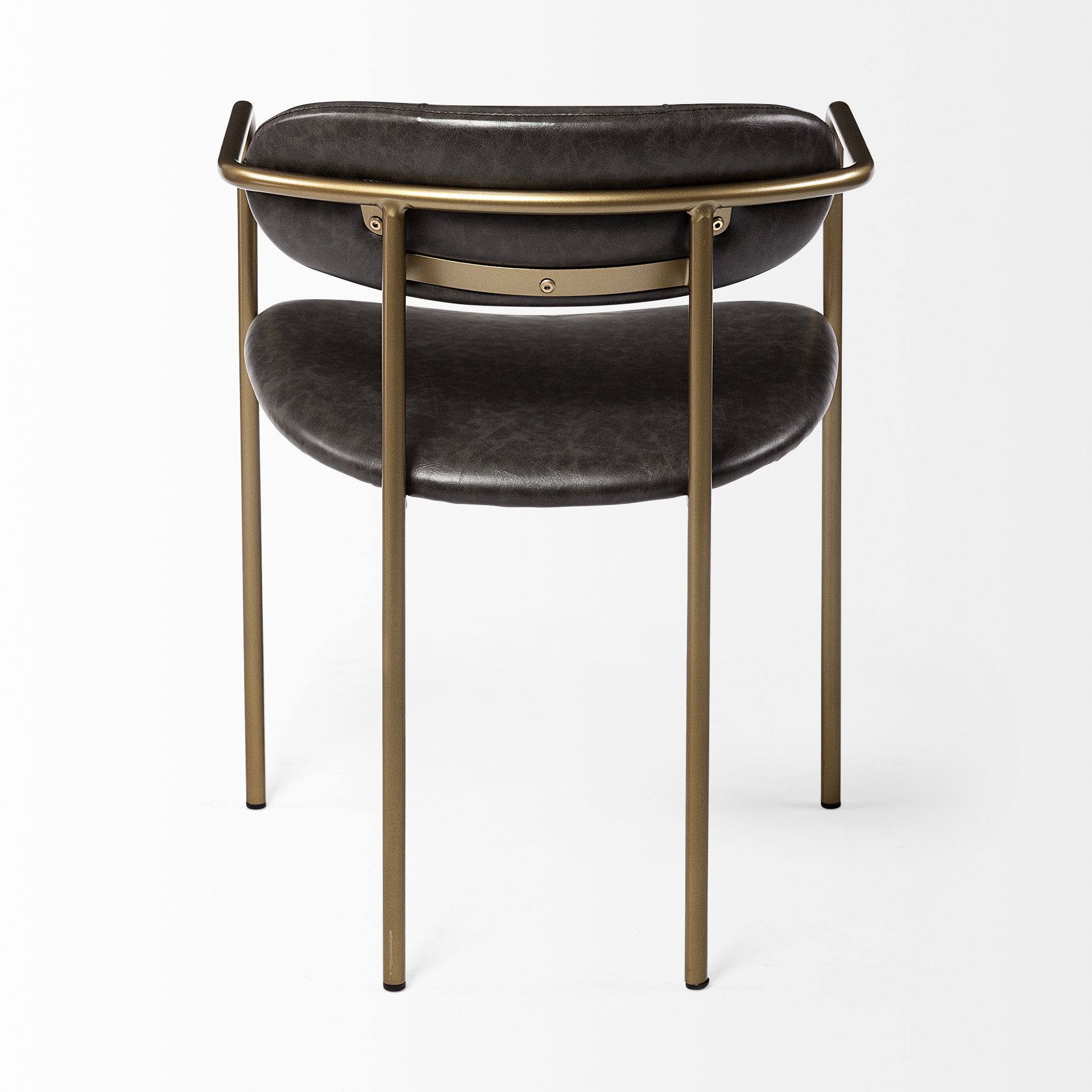 Parker Brown Faux Leather Seat Gold Metal Dining Chair large image 