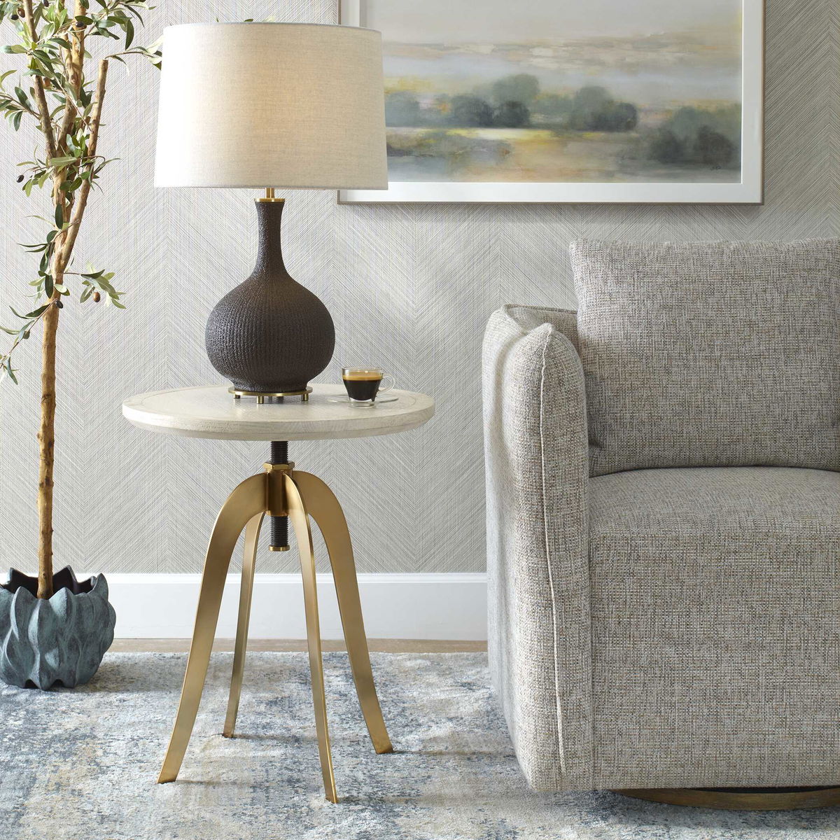 Alice Oak Adjustable Accent Table, Side & End Table by Uttermost, 20" width x 26" height x 20" depth View 4
