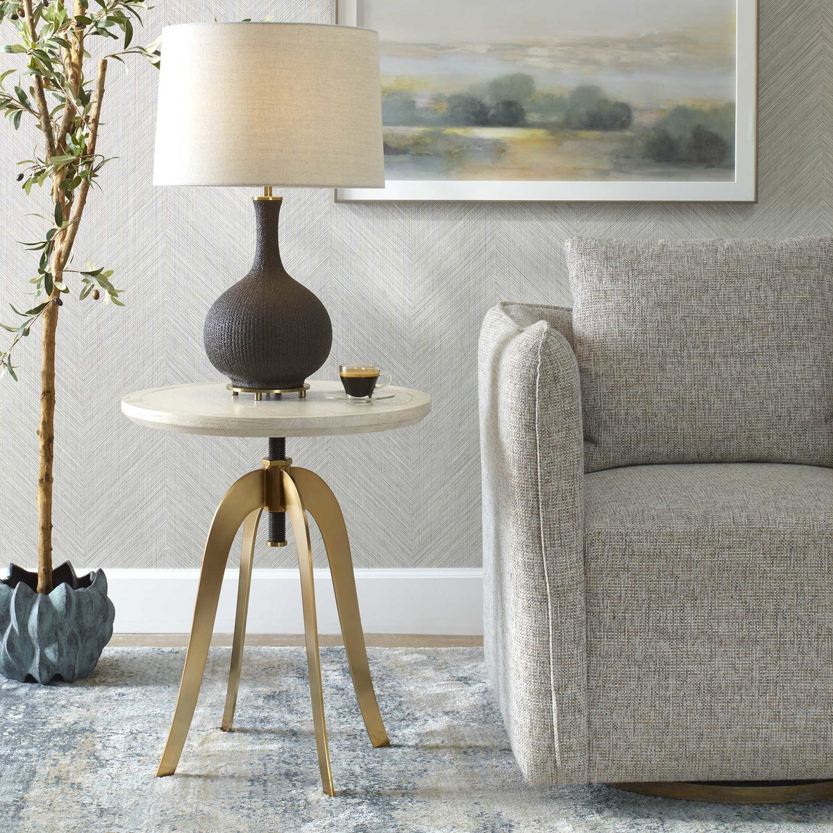 Alice Oak Adjustable Accent Table, Side & End Table by Uttermost, 20" width x 26" height x 20" depth View 4