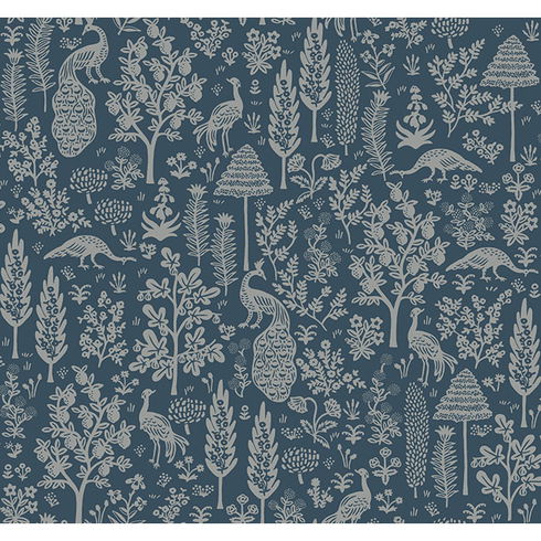 Menagerie Toile Dark Blue Wallpaper