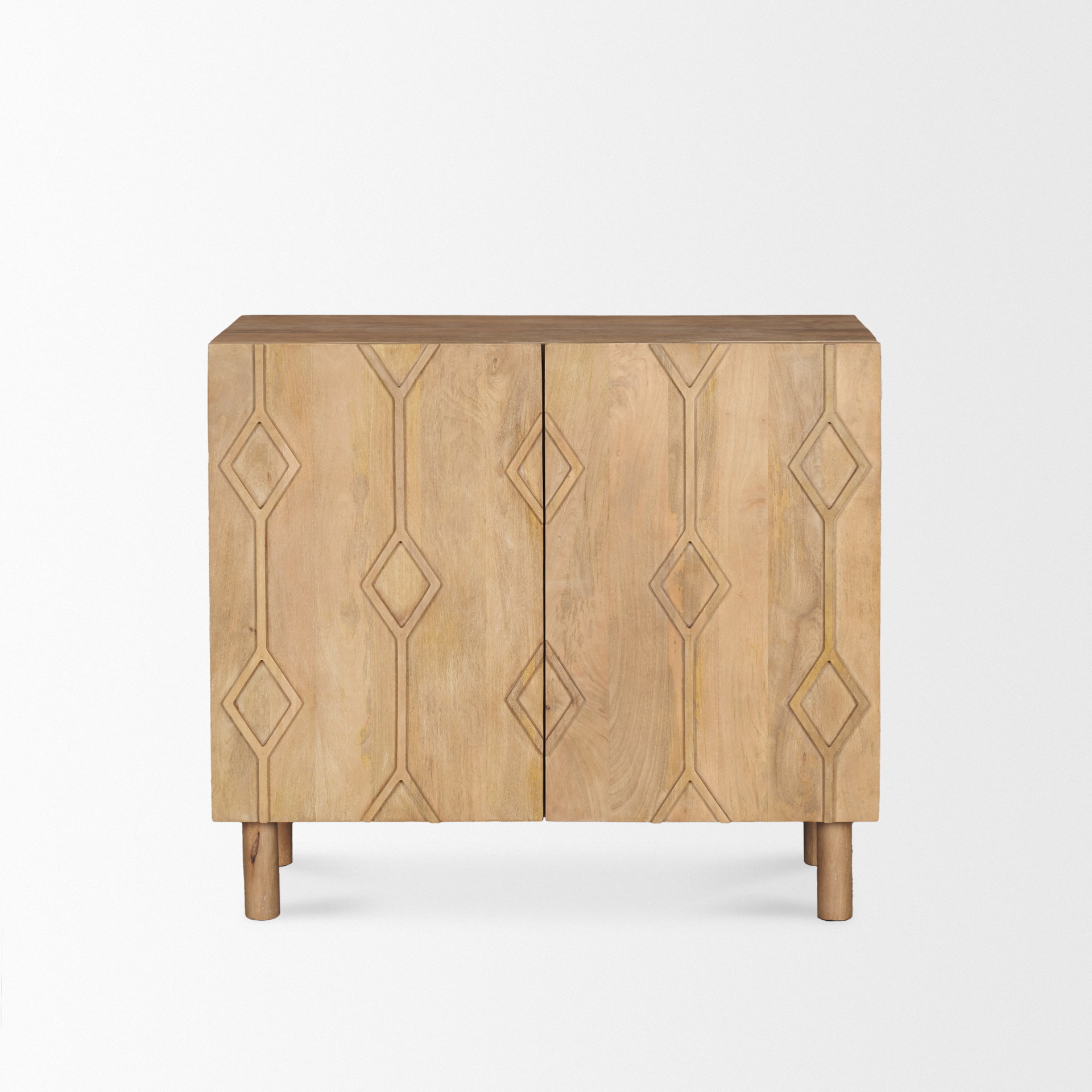 Heera Light Brown Diamond Motif with Shelf Accent Cabinet, Cabinets & Chest by Mercana, 36" length x 16.25" width x 32" height View 4