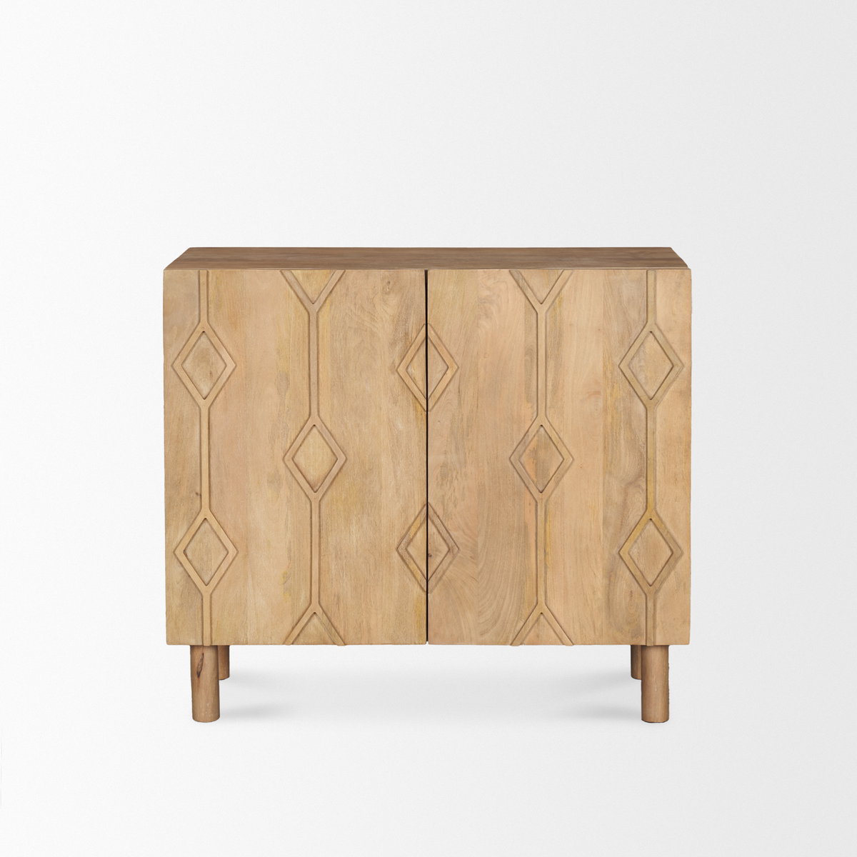 Heera Light Brown Diamond Motif with Shelf Accent Cabinet, Cabinets & Chest by Mercana, 36" length x 16.25" width x 32" height View 4
