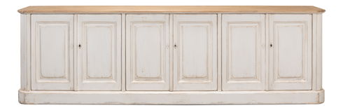 Antique Whitewash Sideboard, 6 Door