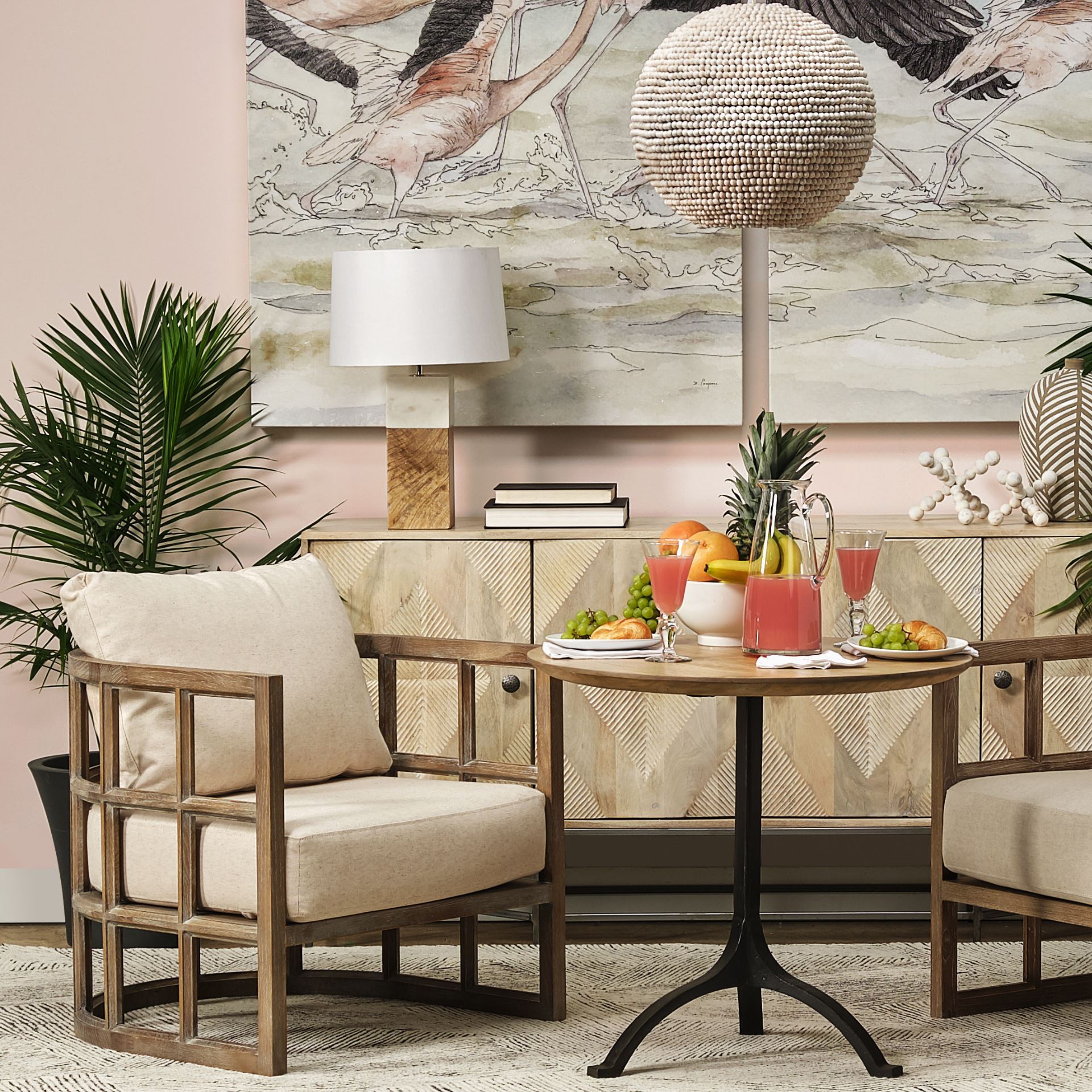 Woodrow (22.3'H) Light Brown Wood with White Accent Table Lamp large image 
