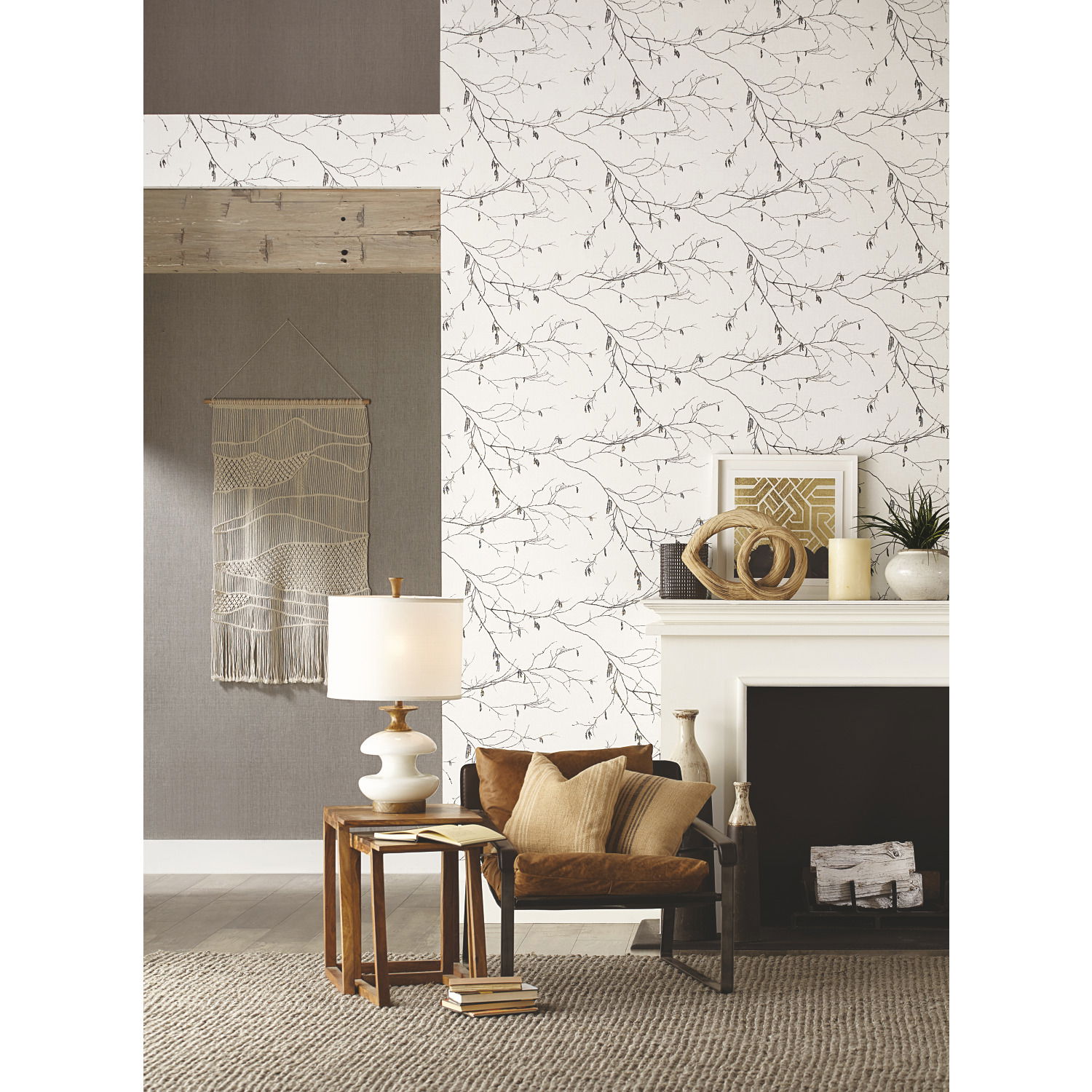 Winter Branches White Wallpaper, by York Wall, 33' length x 1'8.5" width x 0.02" depth View 2