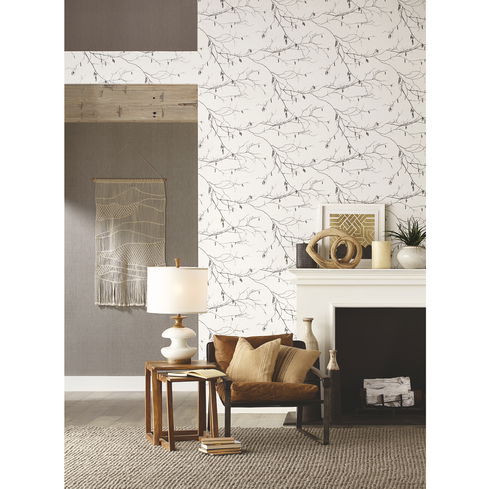 Winter Branches White Wallpaper