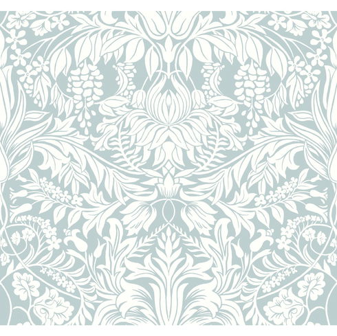 Lockwood Damask Light Blue Wallpaper