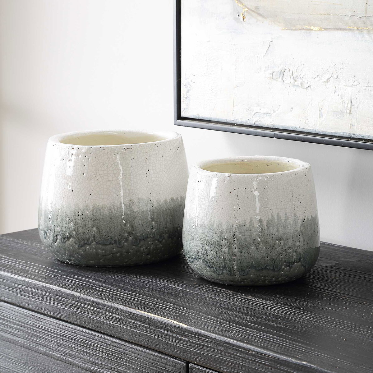 Nimbus Vases Set/2, by Uttermost, 8" width x 6.25" height x 8" depth View 2