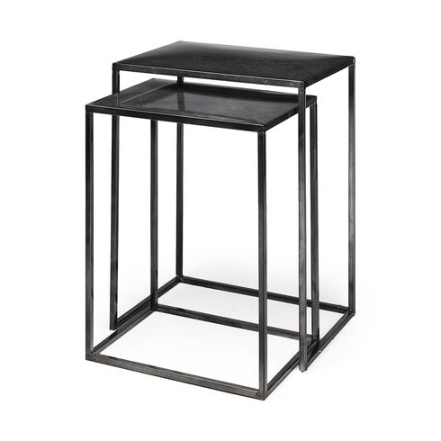 Kasey (Set of 2)  Galvanized Metal Nesting Accent Tables