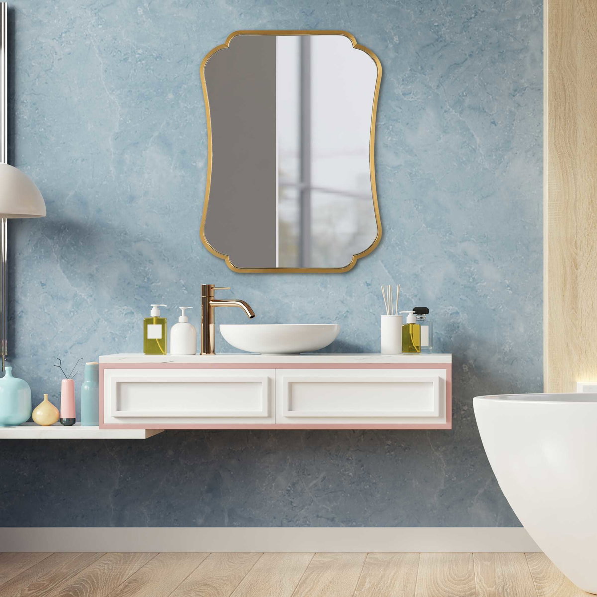 Athena Brushed Brass Mirror, by Uttermost, 2' width x 2'8" height x 1" depth View 2