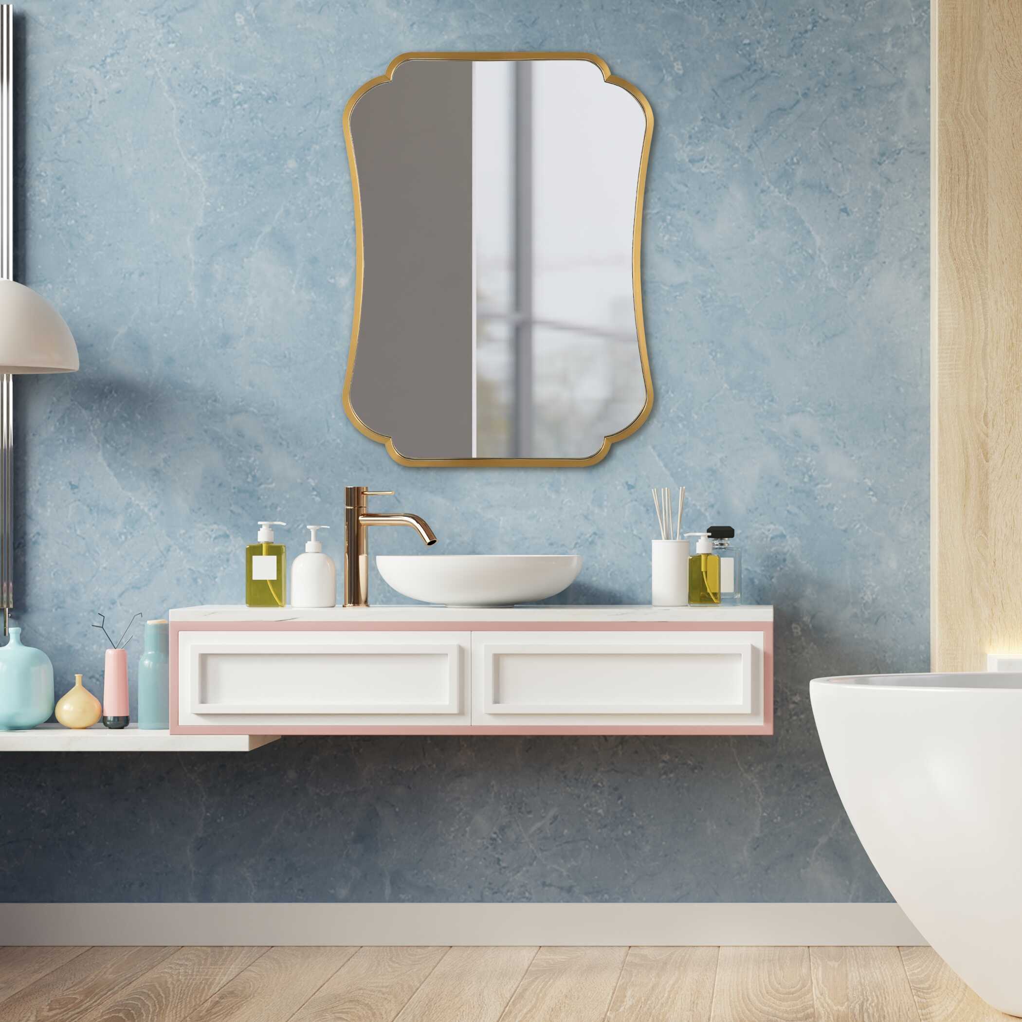 Athena Brushed Brass Mirror large image 