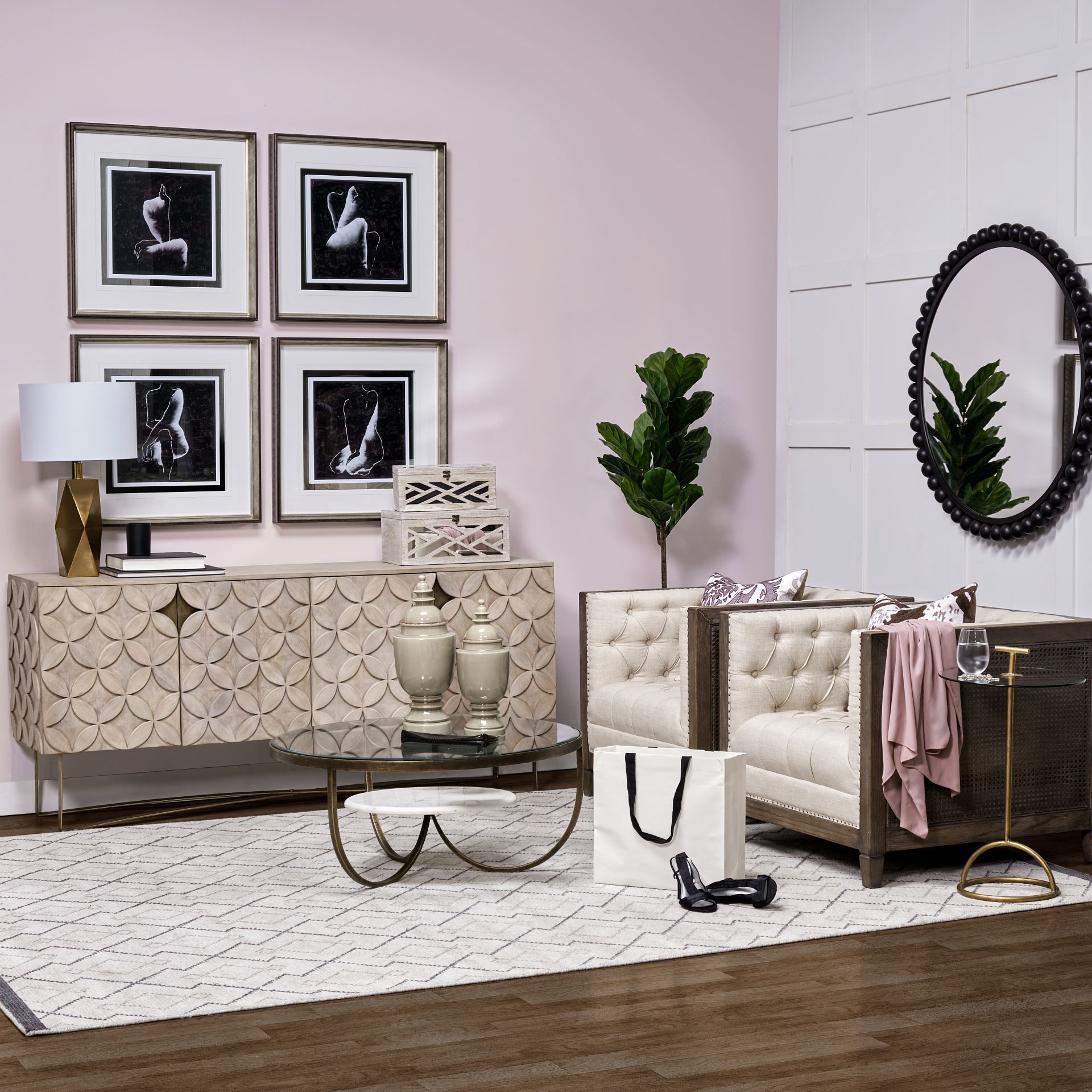 Excelsior I (72x18.3) Solid Wood Gold Metal Base 4 Cabinet Door SideBoard, Sideboards & Buffet by Mercana, 72" length x 18" width x 32.5" height View 2