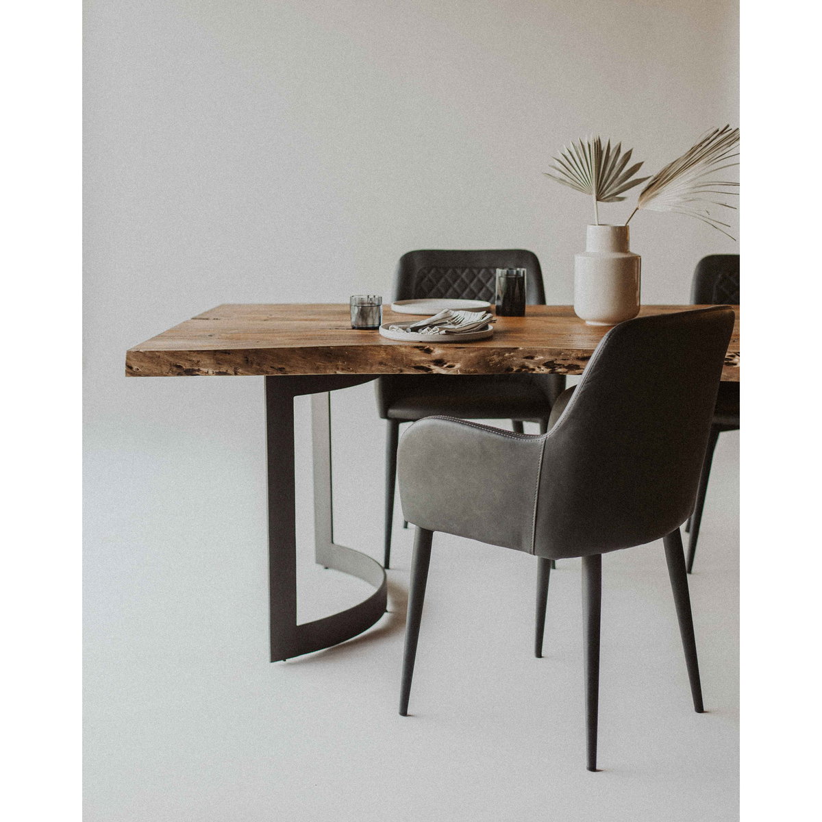 Cantata Dining Chair Slate Vegan Leather - Set Of Two, by Moe's Home, 22" width x 34.6" height x 23" depth View 8