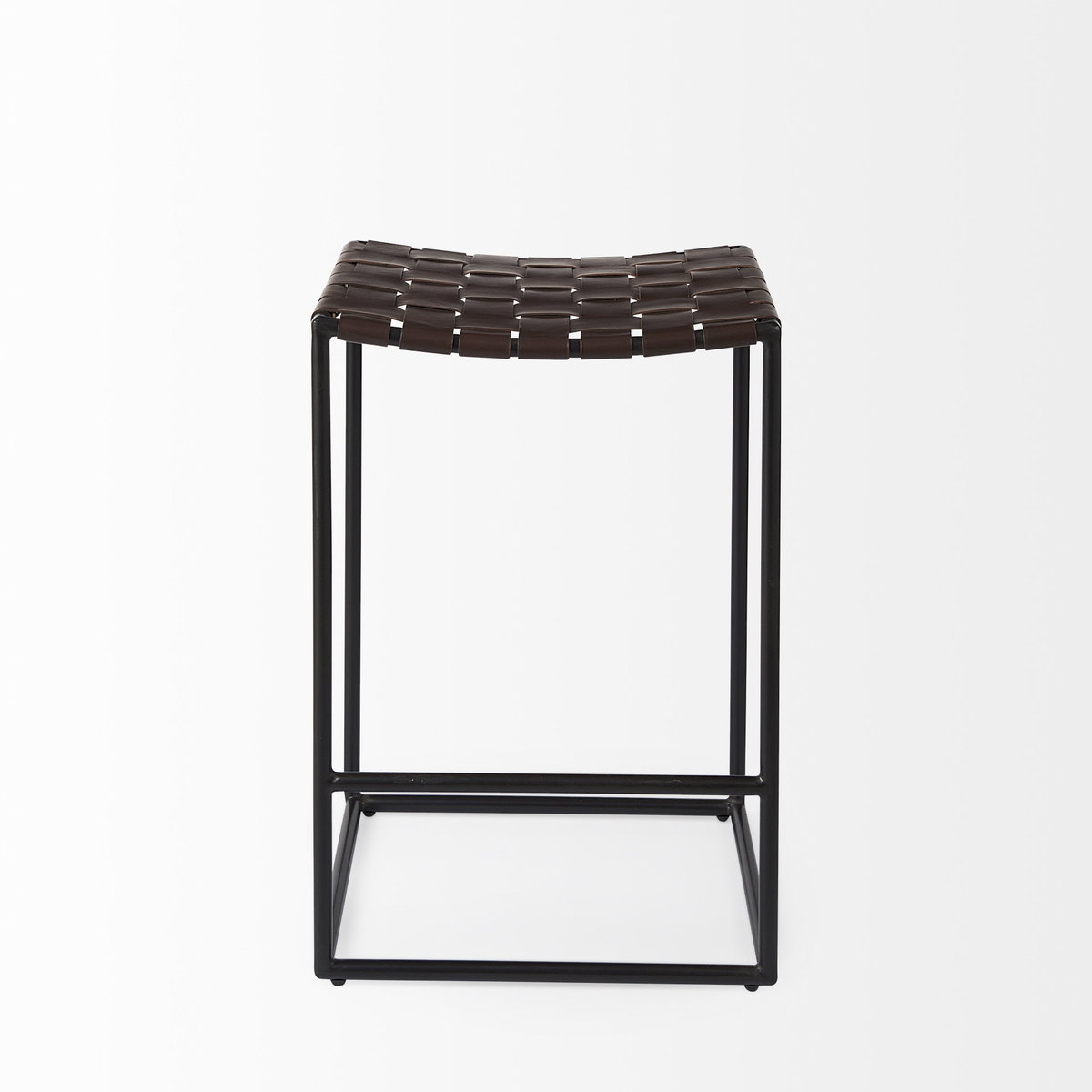 Clarissa Backless 26.25in Seat Counter Stool | Brown Leather with Metal, Counter & Bar Stool by Mercana, 18" length x 16" width x 26" height View 6
