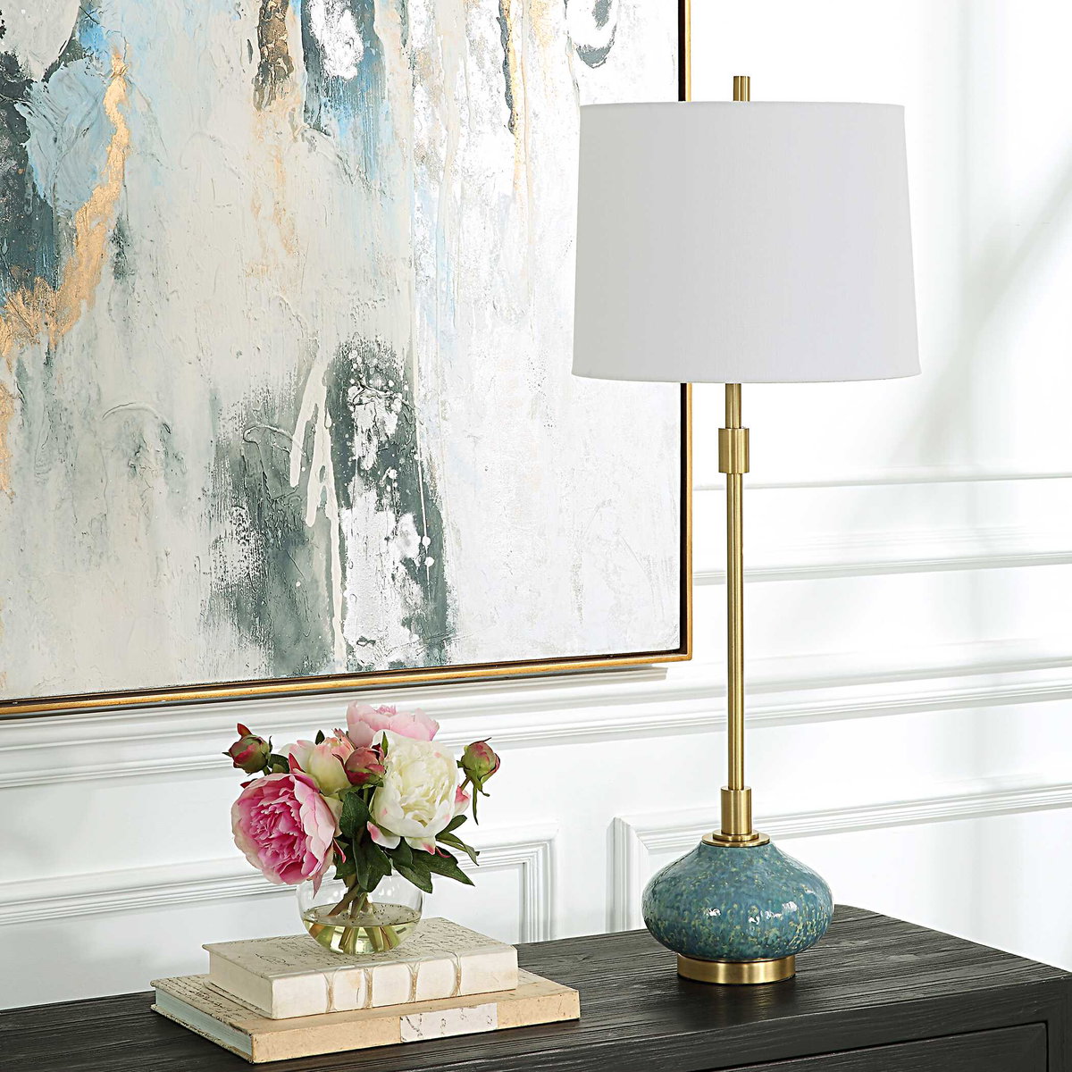 Kaimana Aged Blue Buffet Lamp, by Uttermost, 1'1" width x 2'10" height x 1'1" depth View 4