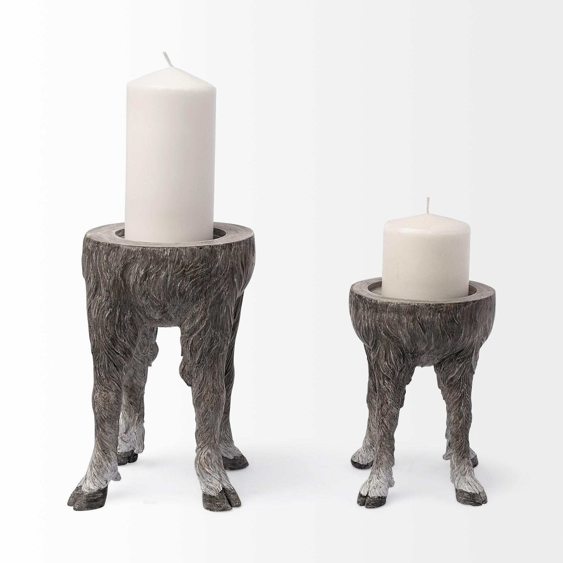 Pan Small Gray Ceramic Hoofed Table Candle Holder large image 