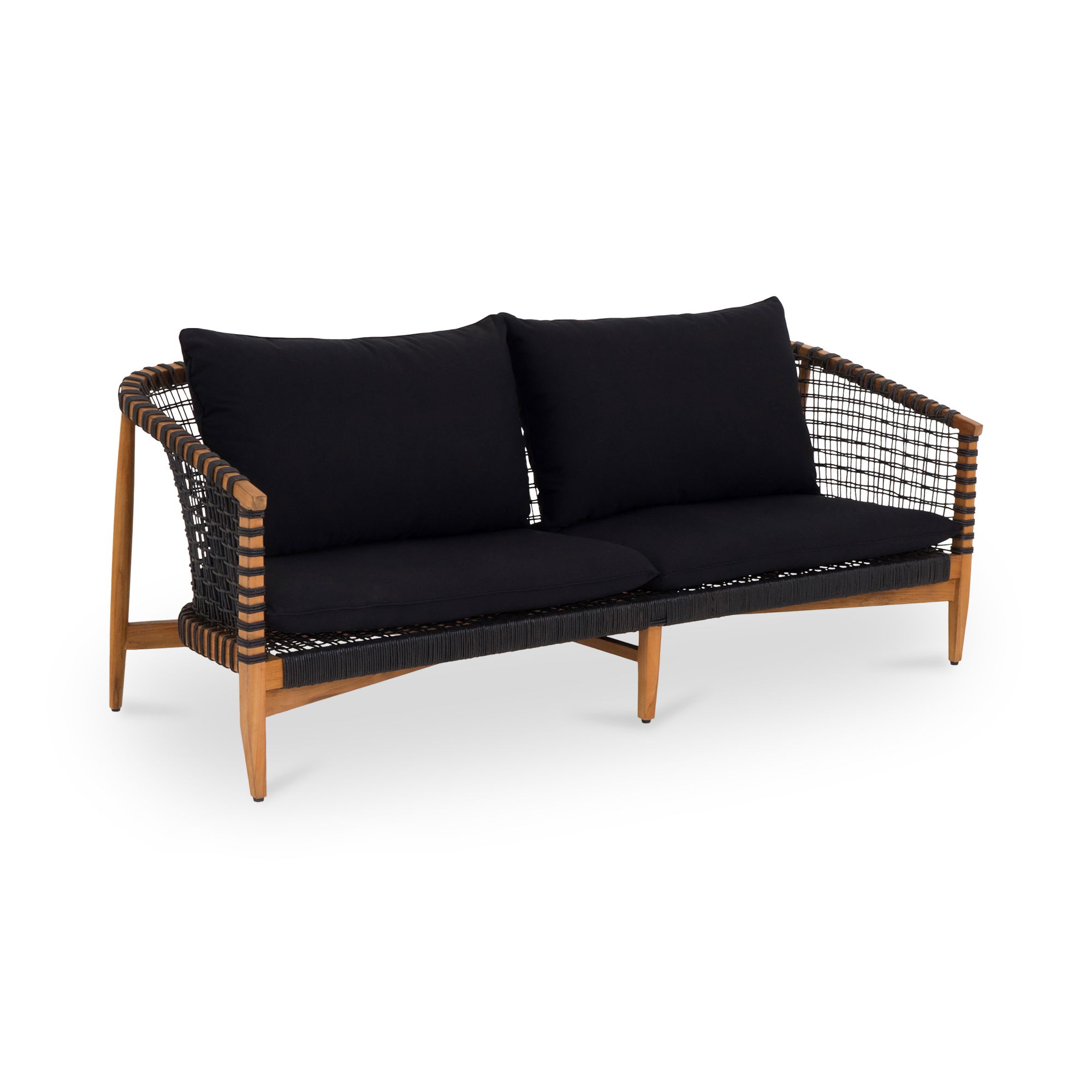 Kuna Outdoor Sofa Black, by Moe's Home, 6'8" width x 2'8" height x 2'6" depth View 2