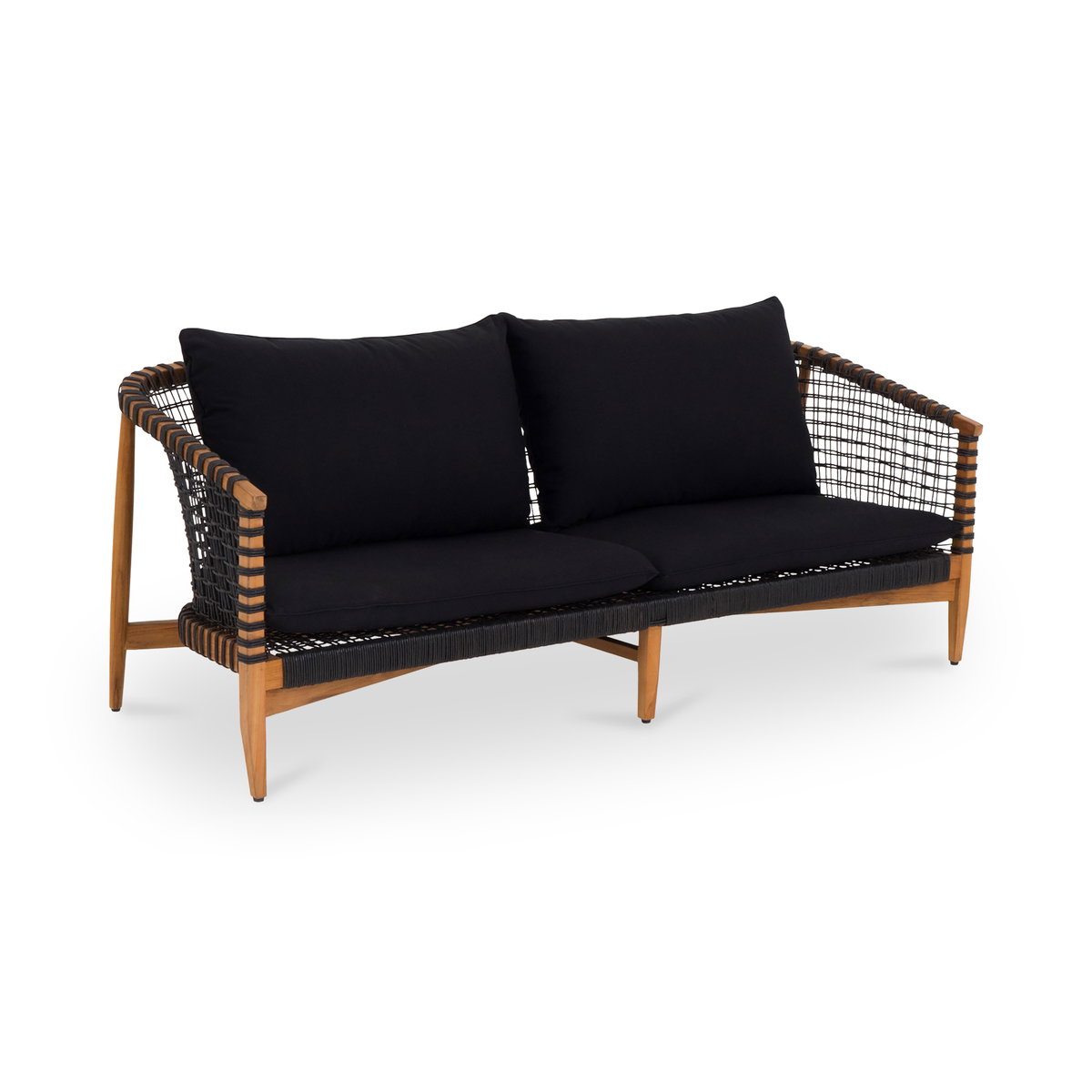 Kuna Outdoor Sofa Black, by Moe's Home, 6'8" width x 2'8" height x 2'6" depth View 2