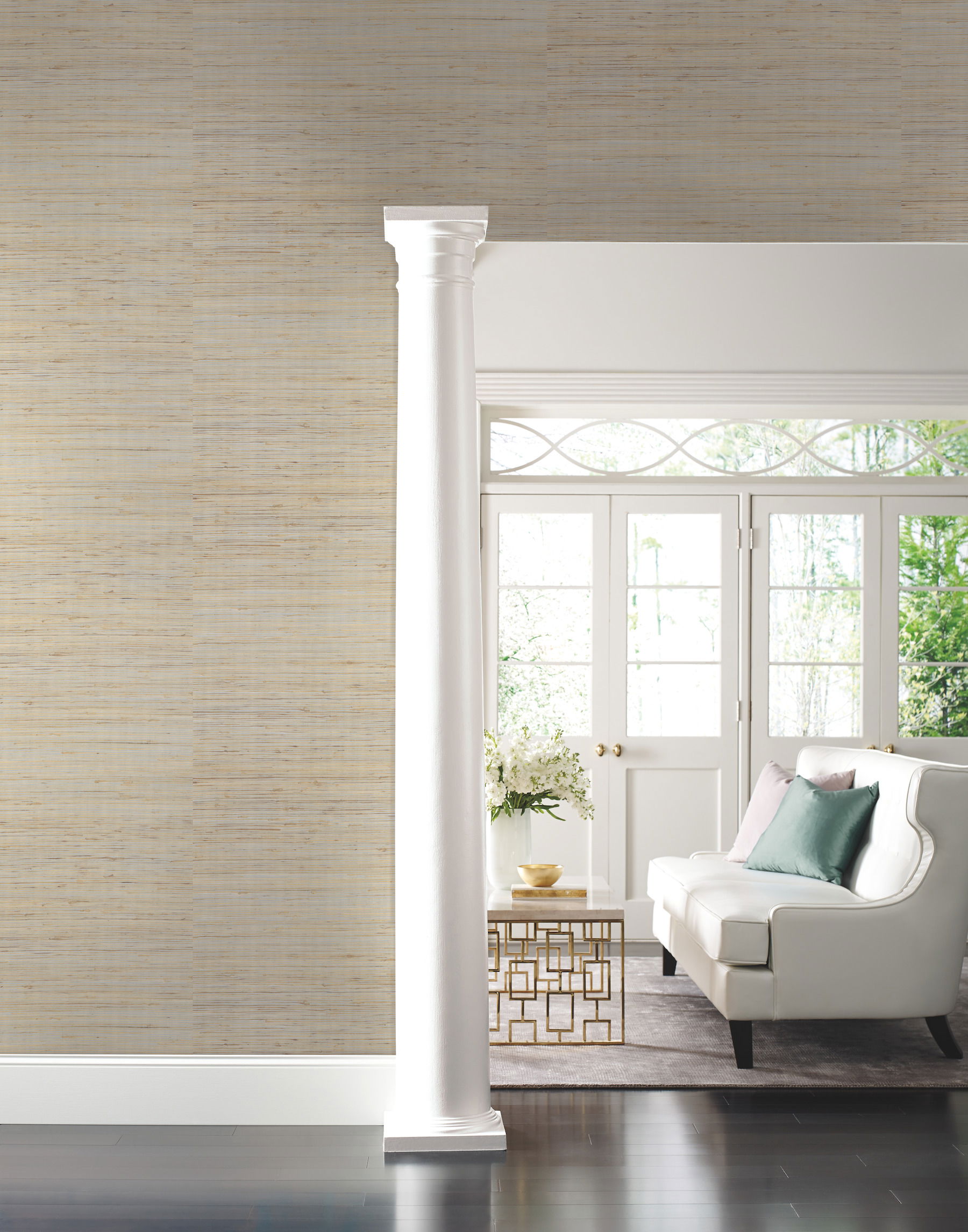 Jute Silver & Beige Metallic Wallpaper Jute Silver & Beige Metallic Wallpaper large image