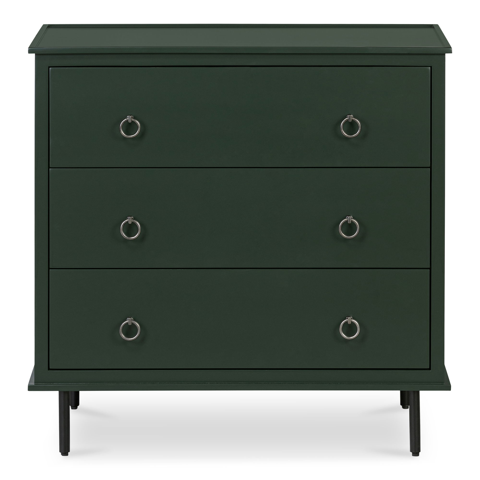 Reagan 3 Drawer Nightstand Deep Green, by Moe's Home, 31" width x 30.25" height x 18.5" depth View 1