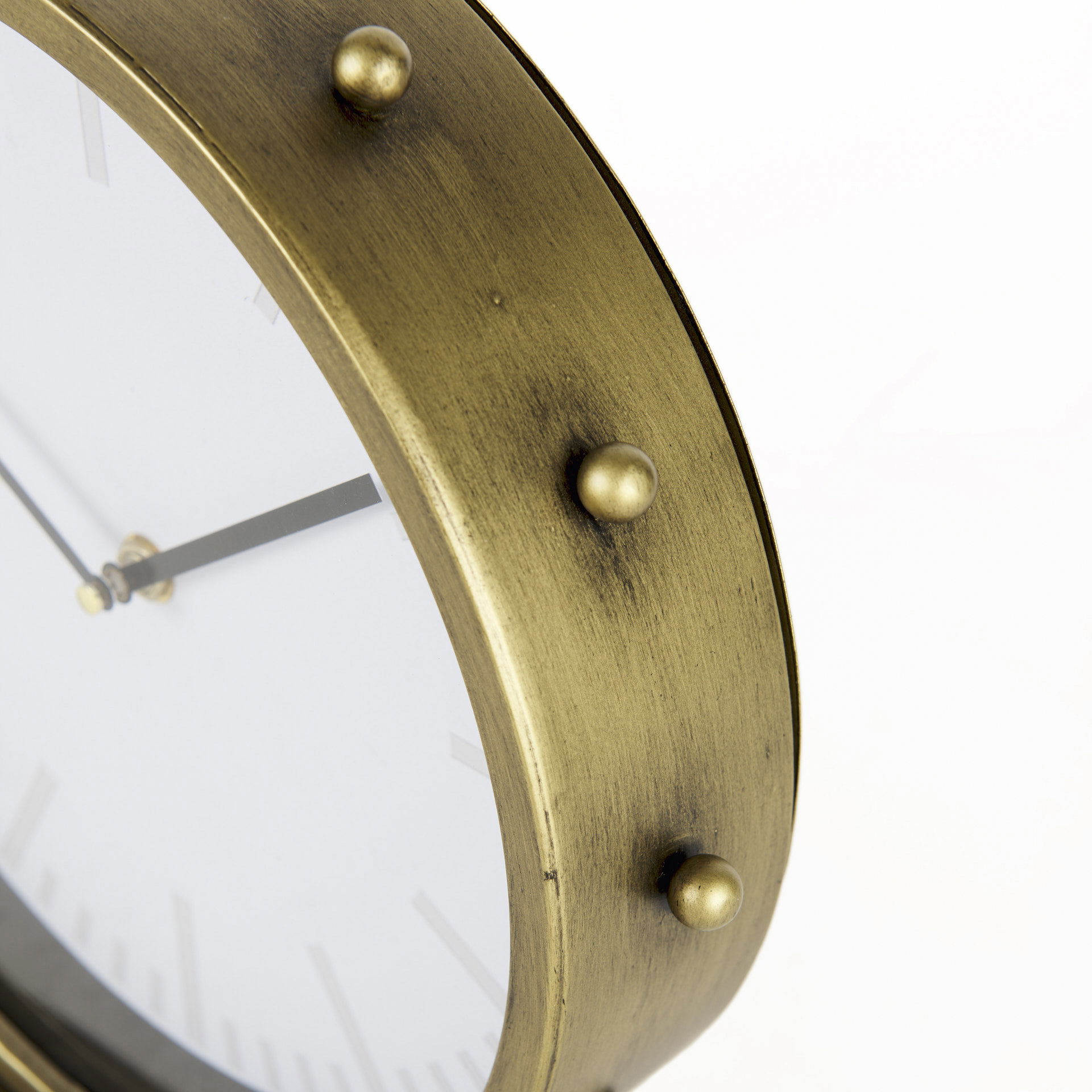 Marian  Gold Metal with Studs Round Table Clock, by Mercana, 11.02" length x 3.15" width x 11.02" height View 10