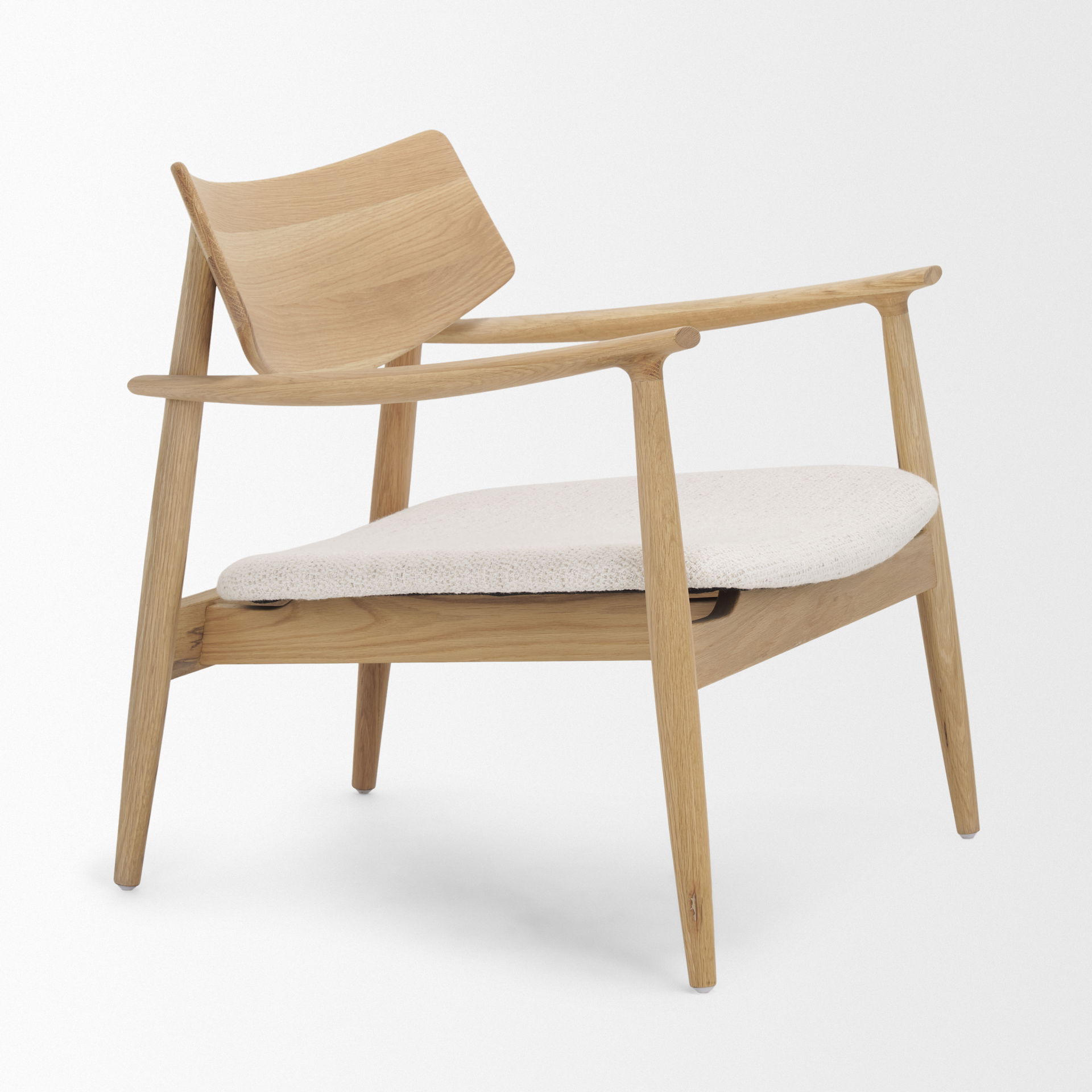 Haggen Light Brown Oak Wood with Cream Fabric Accent Chair, by Mercana, 27.56" length x 26.77" width x 28.35" height View 8