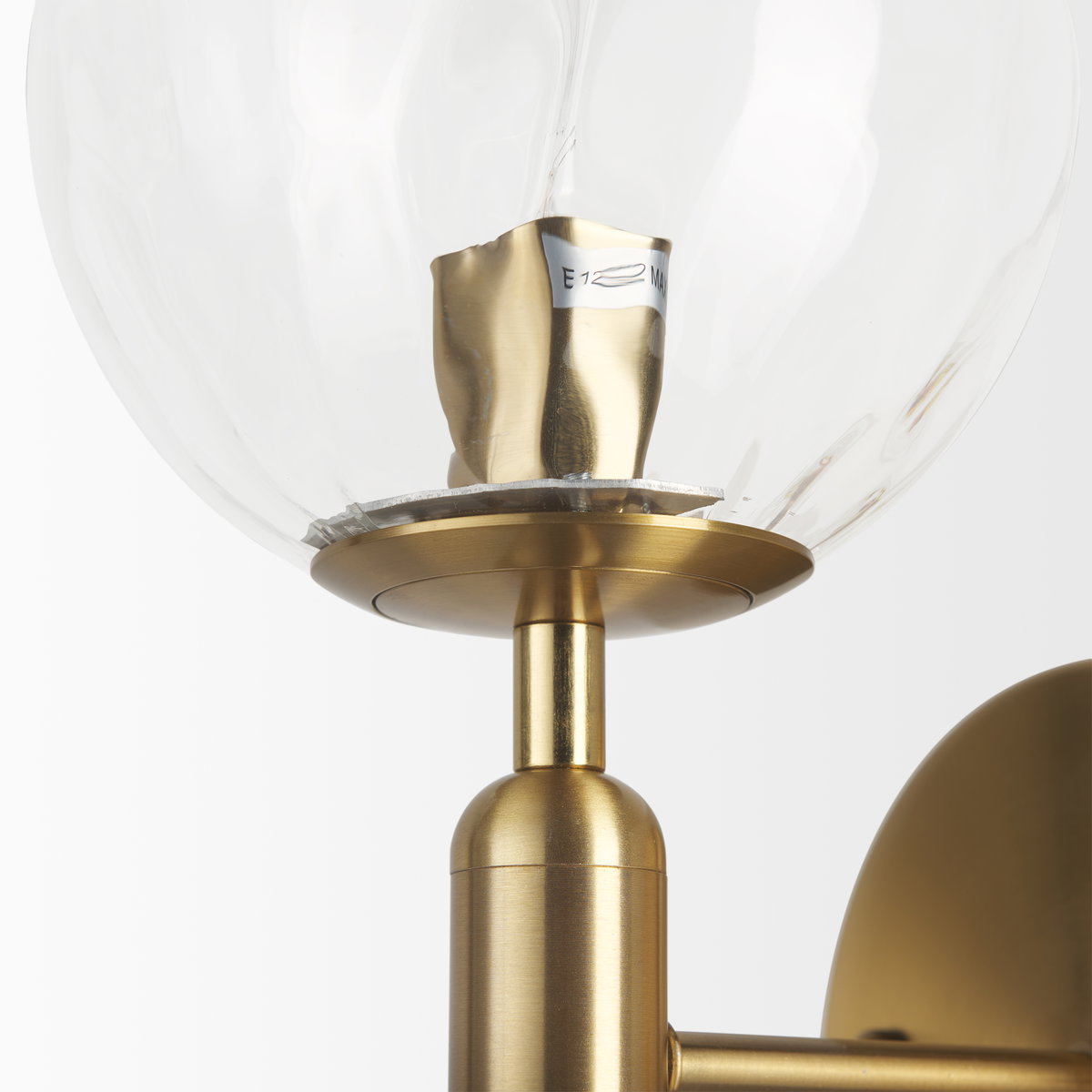 Britton Gold Metal with Clear Glass Globe 1-Light Wall Sconce, by Mercana, 5.91" length x 5.91" width x 12.6" height View 5