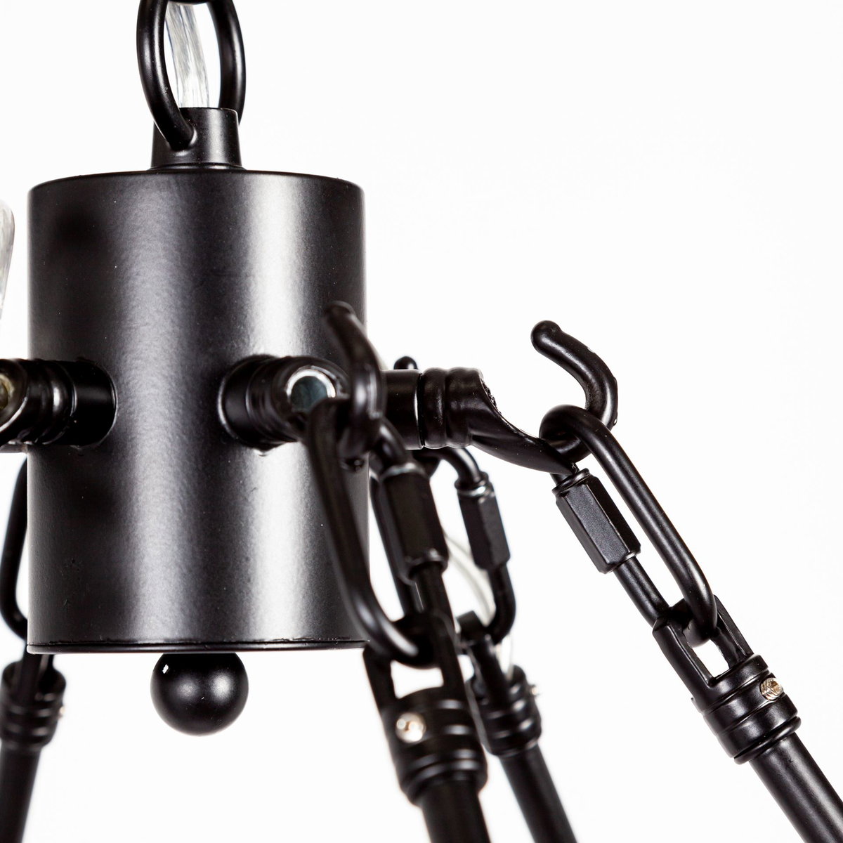 Decamp I (47.2'x36.2') Black Metal Chassis Glass Tube Twelve Light Chandelier, by Mercana, 47.24" length x 47.24" width x 36.22" height View 5