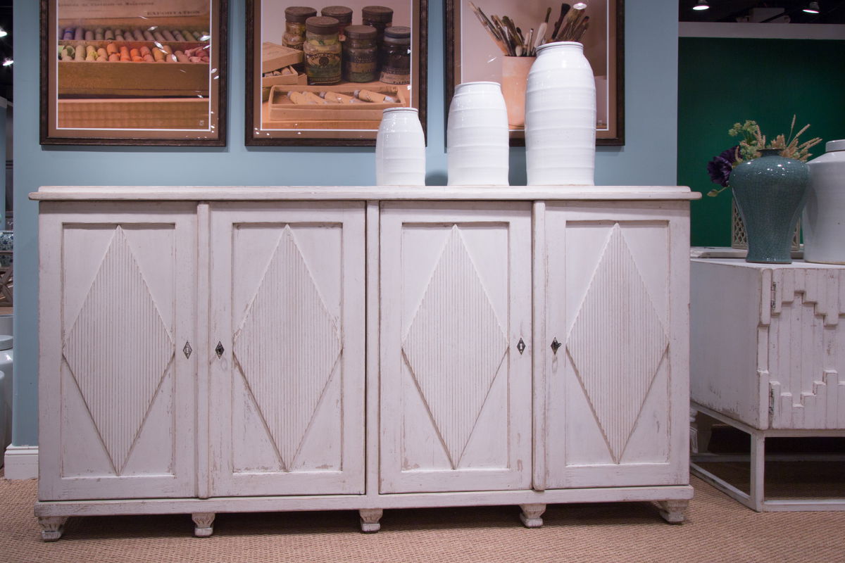 Beecher Sideboard W/4 Doors  Whitewash, by Sarreid, 1'7" length x 7'4" width x 3'10" height View 13