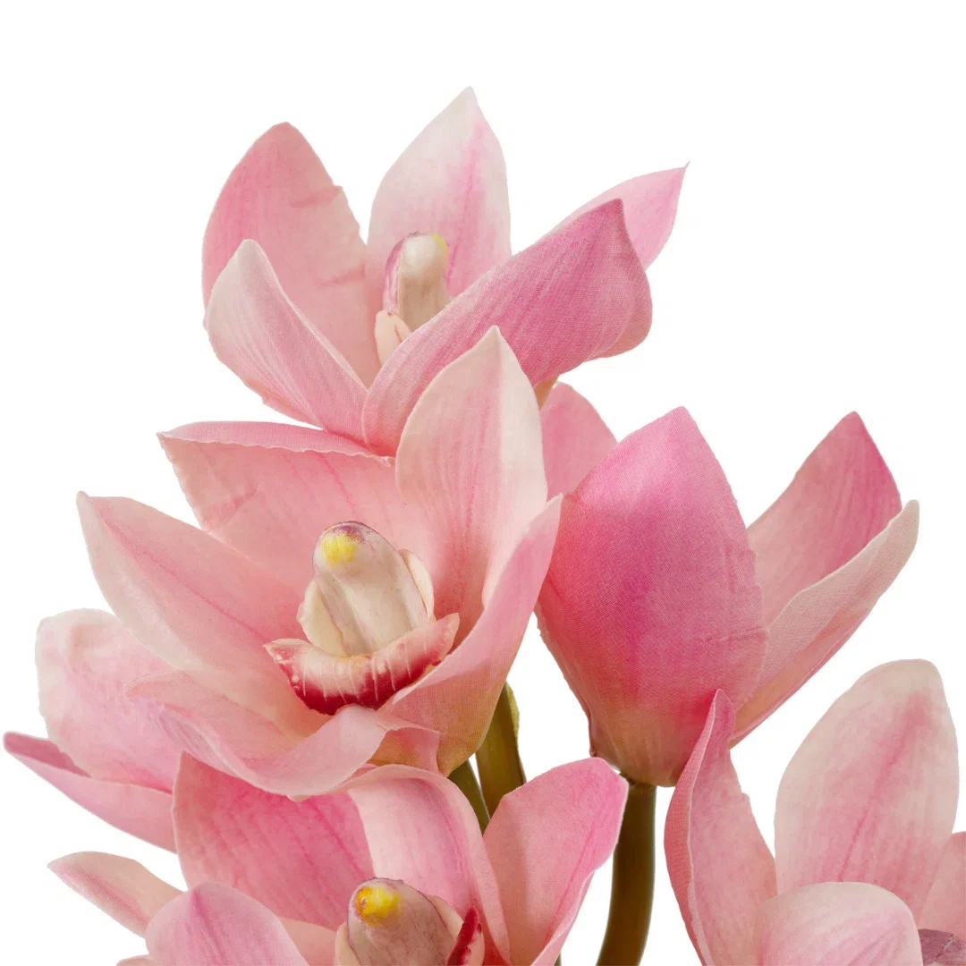 Bouquet Of Cymbidium Orchids Pink And Peach Tones Real Touch 36 Pcs/2Varieties, Artificial Plants & Flower by Eichholtz USA, 27.56" width x 19.5" height x 27.56" depth View 2