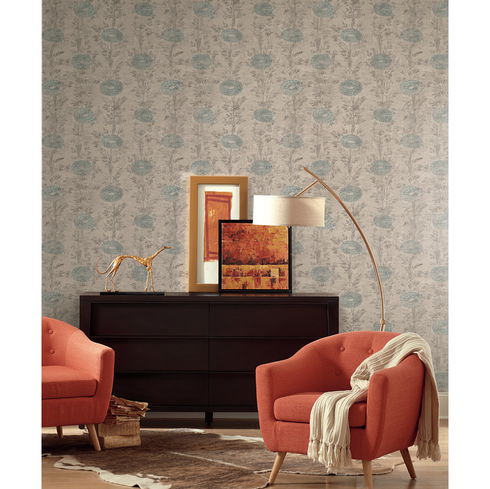 French Marigold Blue & White Wallpaper