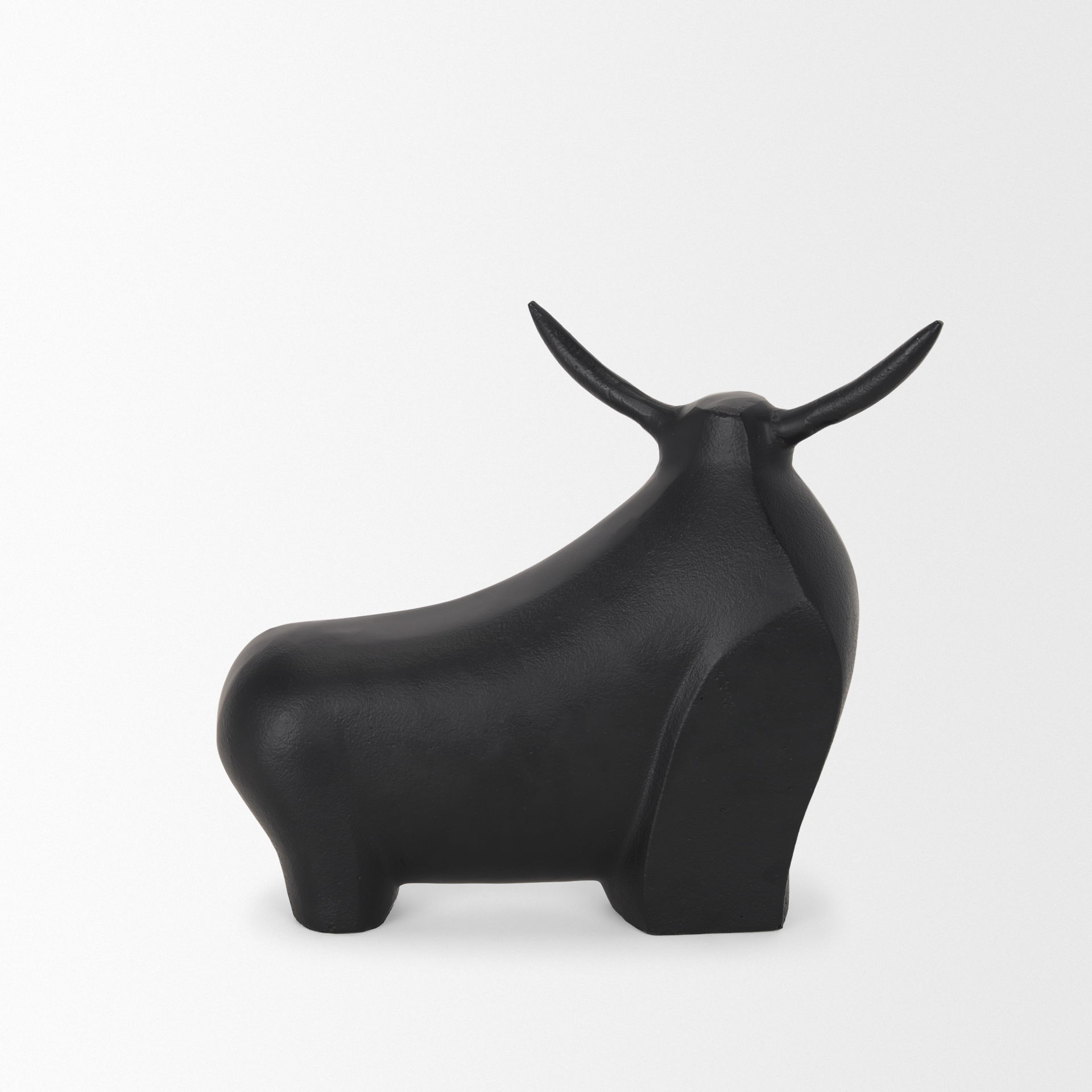 Radu Large Matte Black Metal Bull Decorative Object, by Mercana, 12.6" length x 4.75" width x 10.5" height View 7