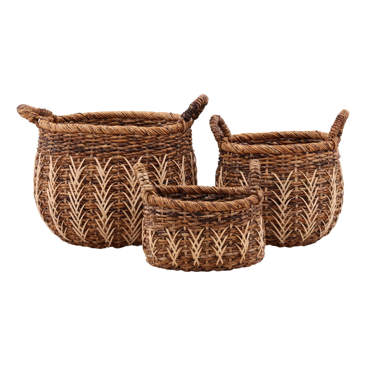 Brogan Basket Set of 3 Natural, Bins & Basket by Dovetail, 19.5" width x 18.7" height x 19.5" depth View 2