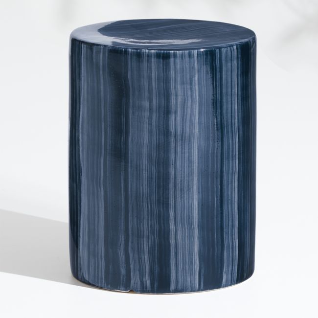 Online Designer Living Room Cylinder Navy Blue Garden Stool End Table