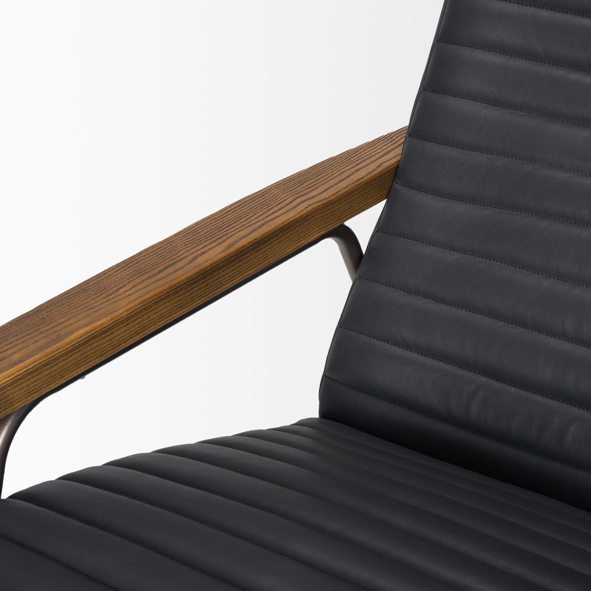 Grosjean Black Leather with Black Metal Frame Accent Chair, by Mercana, 27.56" length x 37.01" width x 34.65" height View 10