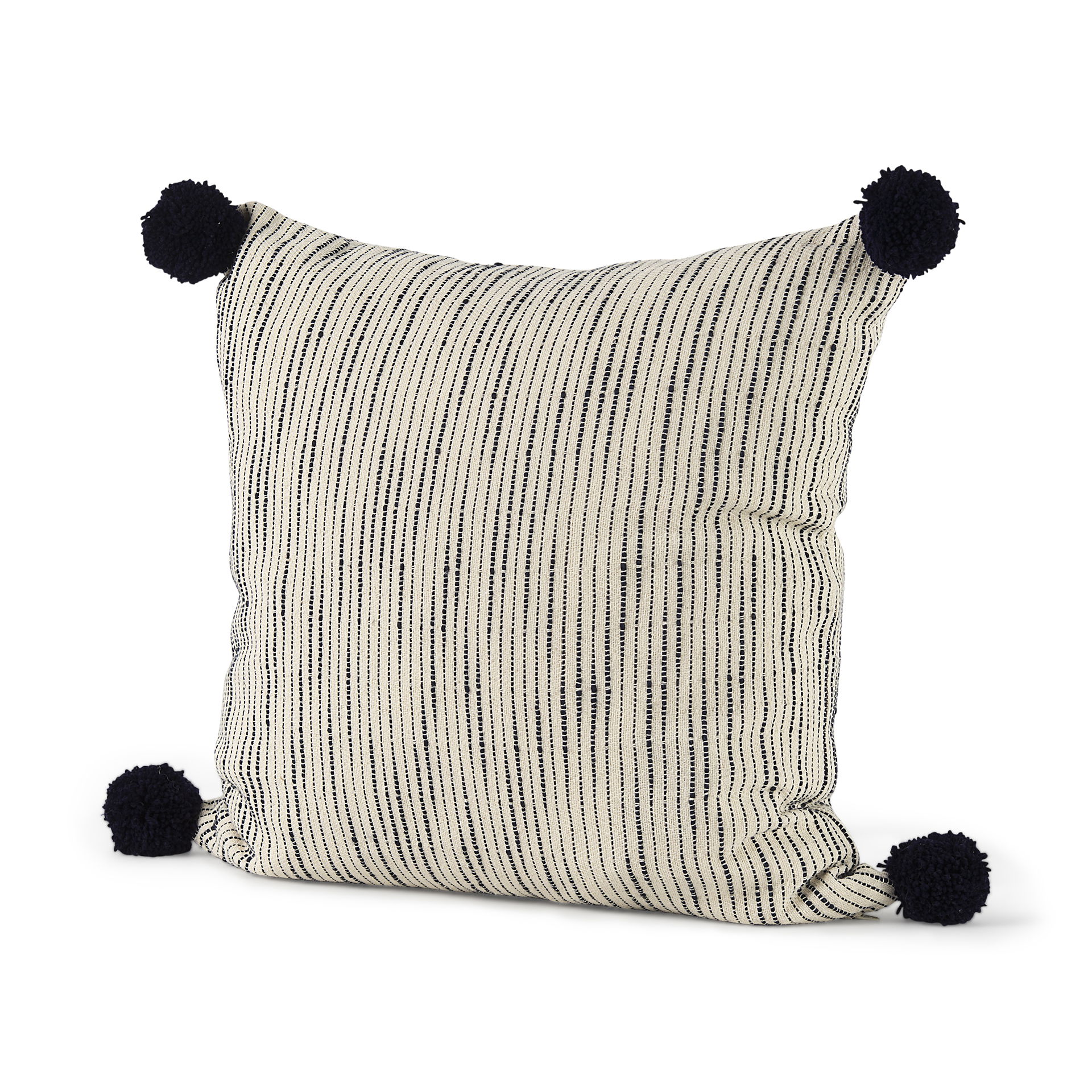 Krystal 18 x 18 Cream/Black Pom Pom Decorative Pillow Cover large image 