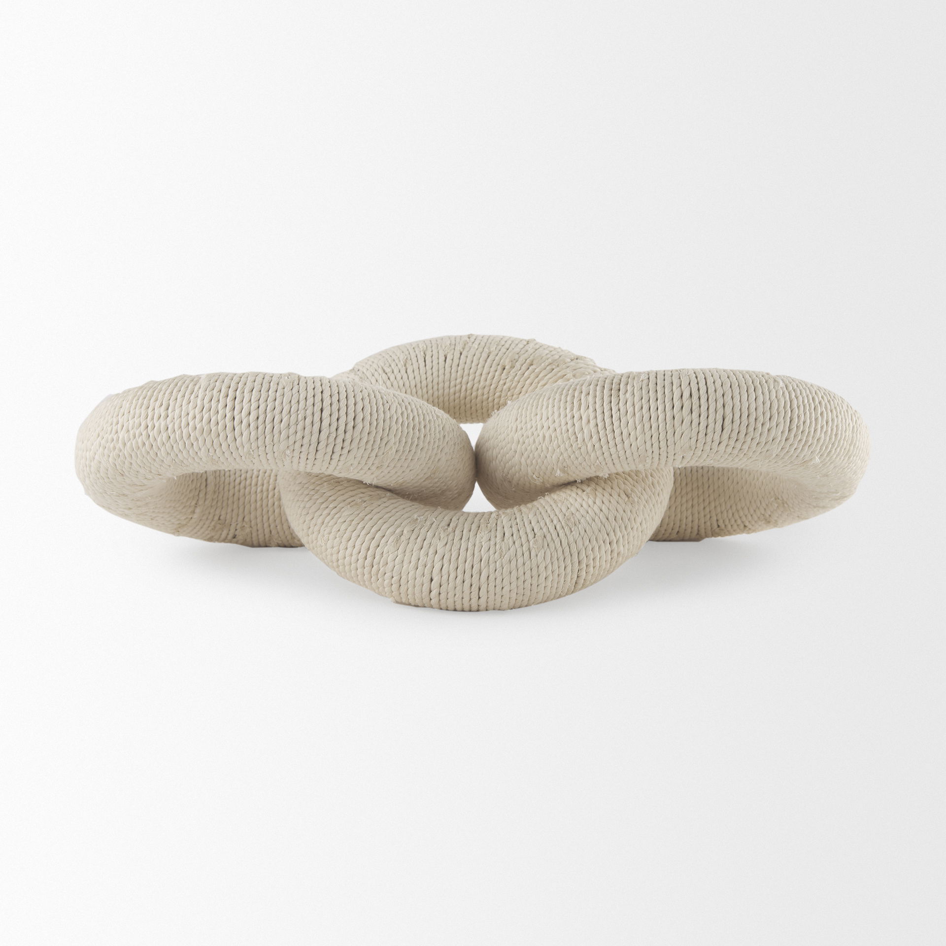 Alize Cotton Rope Wrapped Solid Wood Circular Chain Link Decorative Object large image 