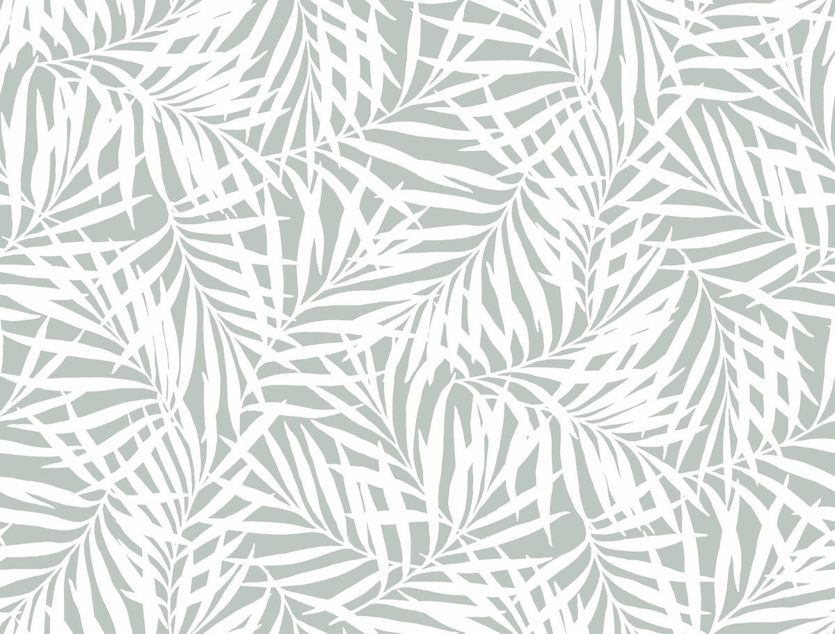 Oahu Fronds Light Green & White Wallpaper, by York Wall, 27' length x 2'3" width x 0.02" depth
