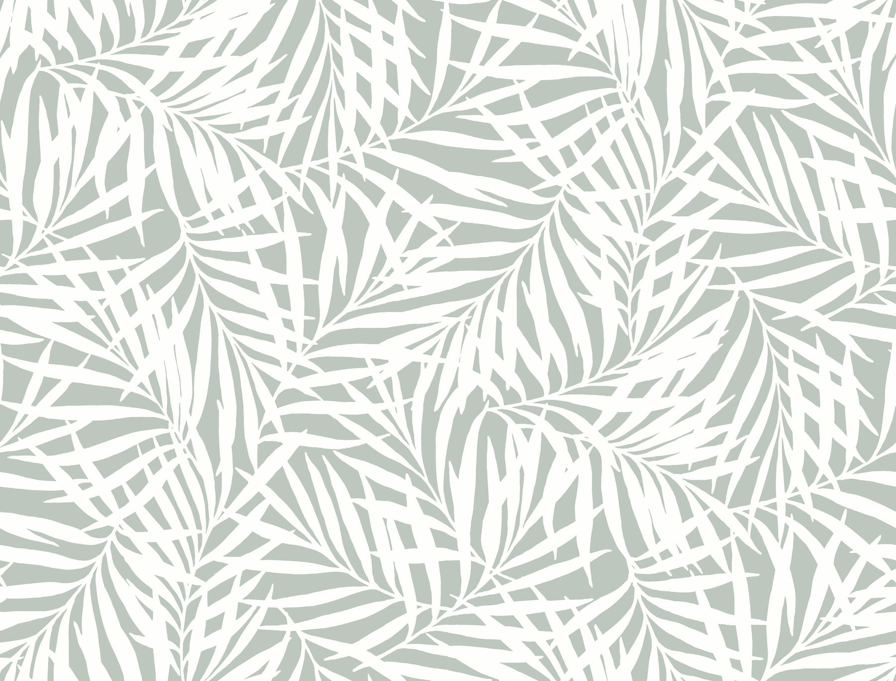 Oahu Fronds Light Green & White Wallpaper large image 