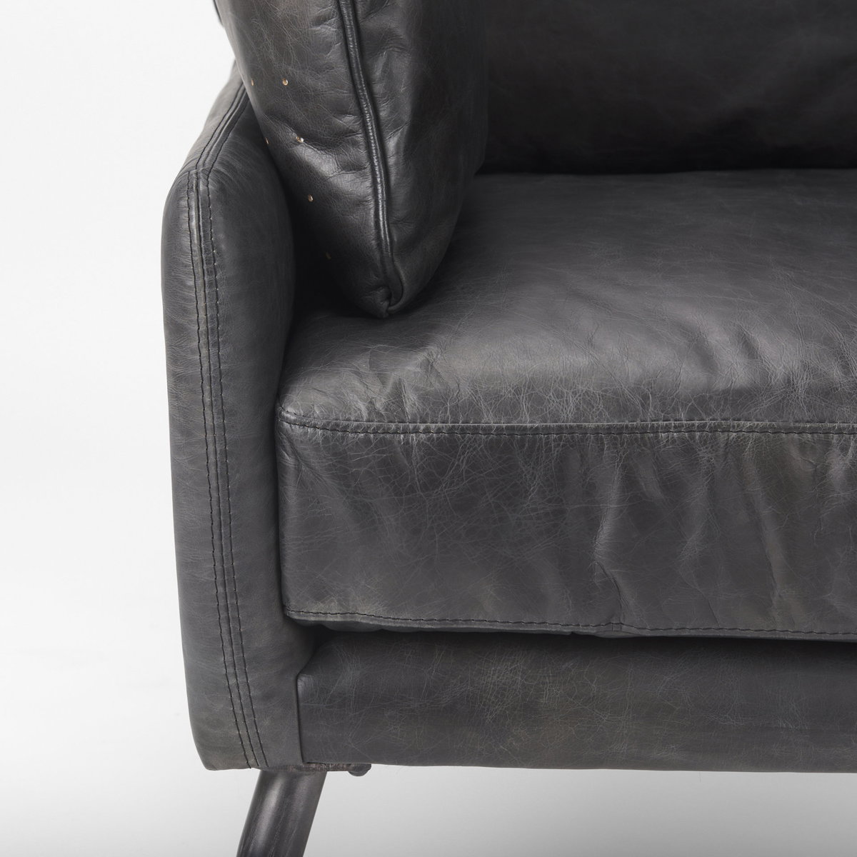 Cochrane  Black Leather Wrapped Chair, Accent Chair by Mercana, 34.5" length x 33" width x 32.5" height View 9
