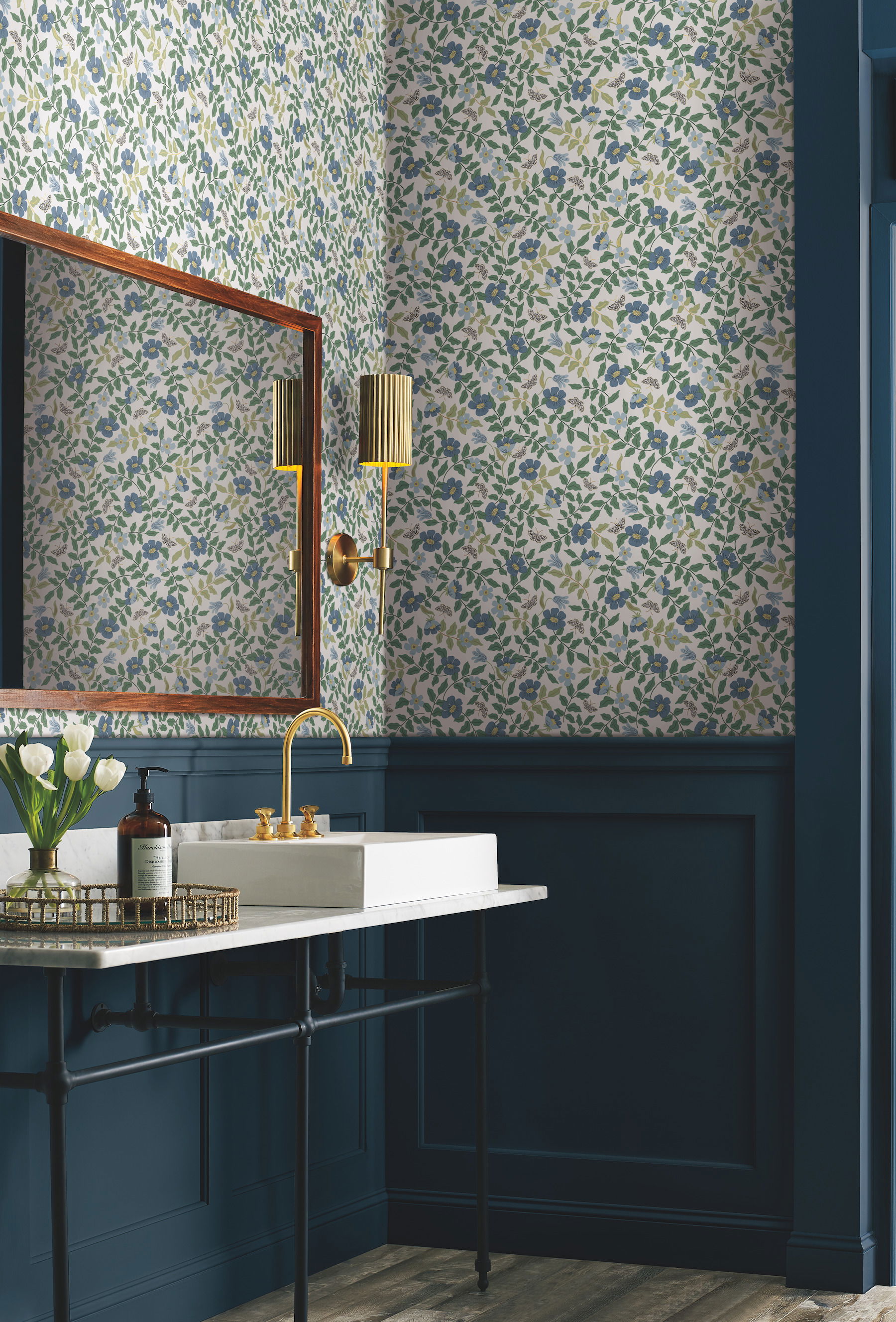 Primrose Blue & White Peel & Stick Wallpaper large image 