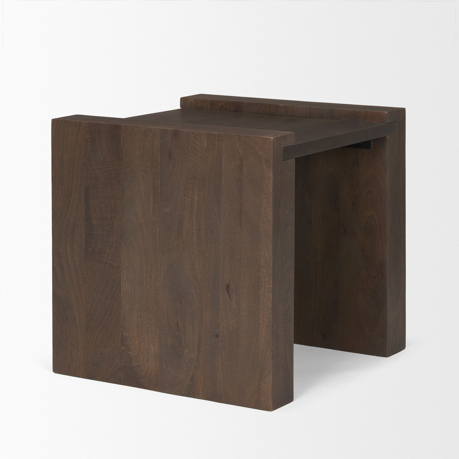 Wesson Dark Brown Wood Accent Table, Side & End Table by Mercana, 23" length x 22" width x 22" height View 6