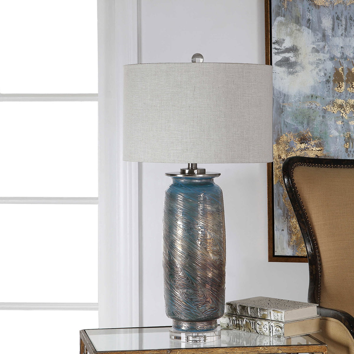 Olesya Swirl Glass Table Lamp, by Uttermost, 1'4" width x 2'6.25" height x 1'4" depth View 5