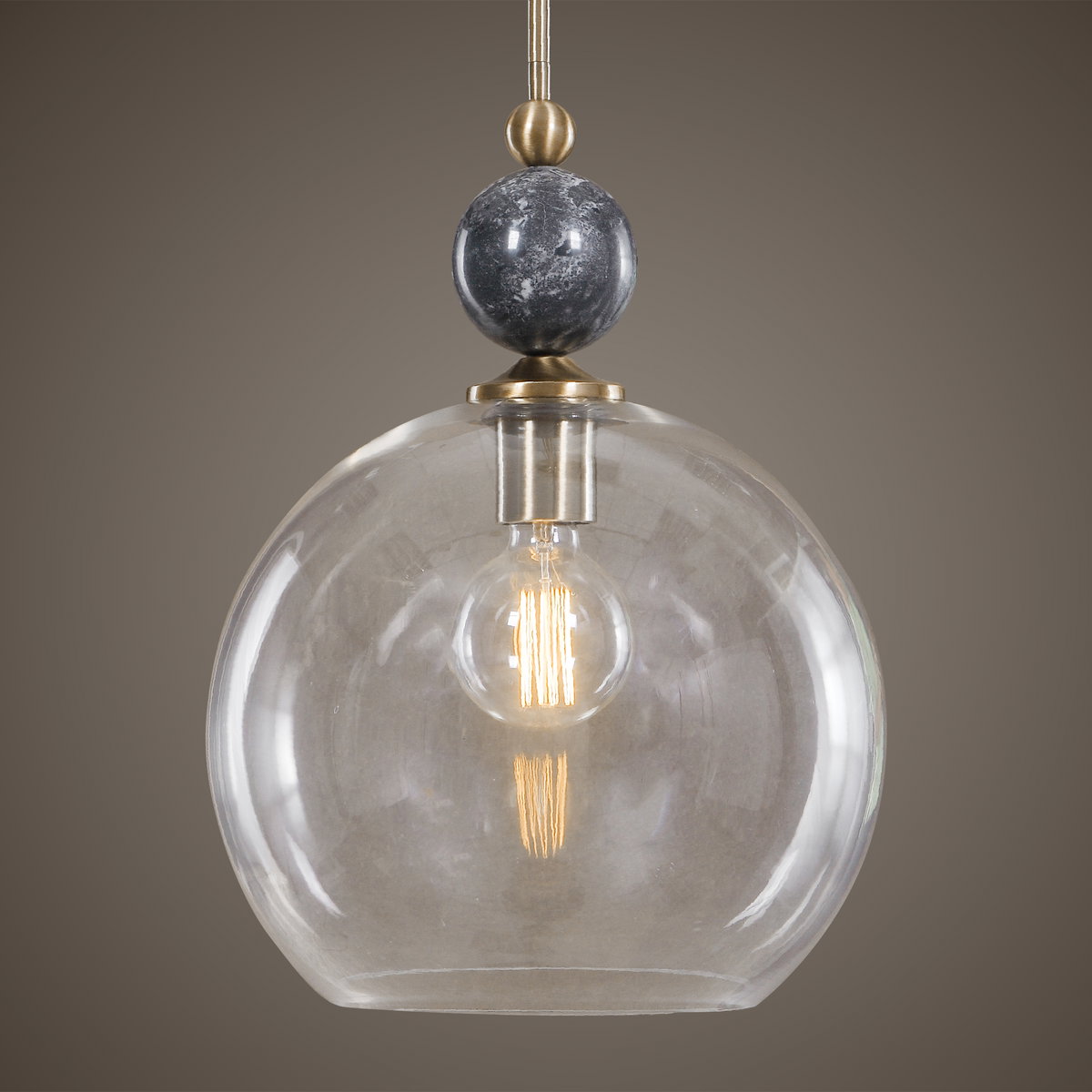 Mendota 1 Light Glass Pendant, by Uttermost, 13.75" width x 19" height x 13.75" diameter x 13.75" depth View 2