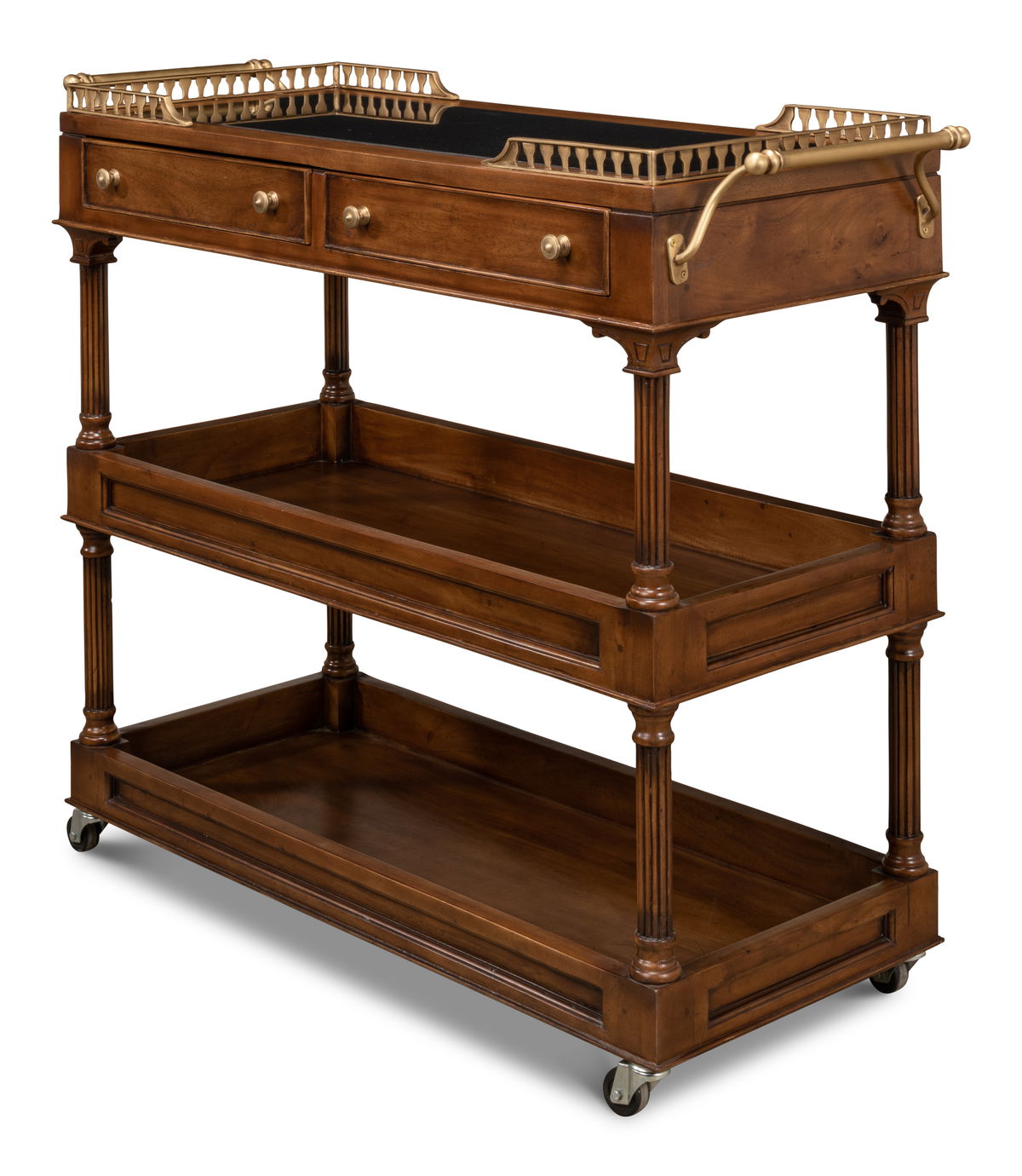 Capital Serving Cart  Fruitwood Finish, by Sarreid, 1'7" length x 4'4" width x 3'3" height View 8