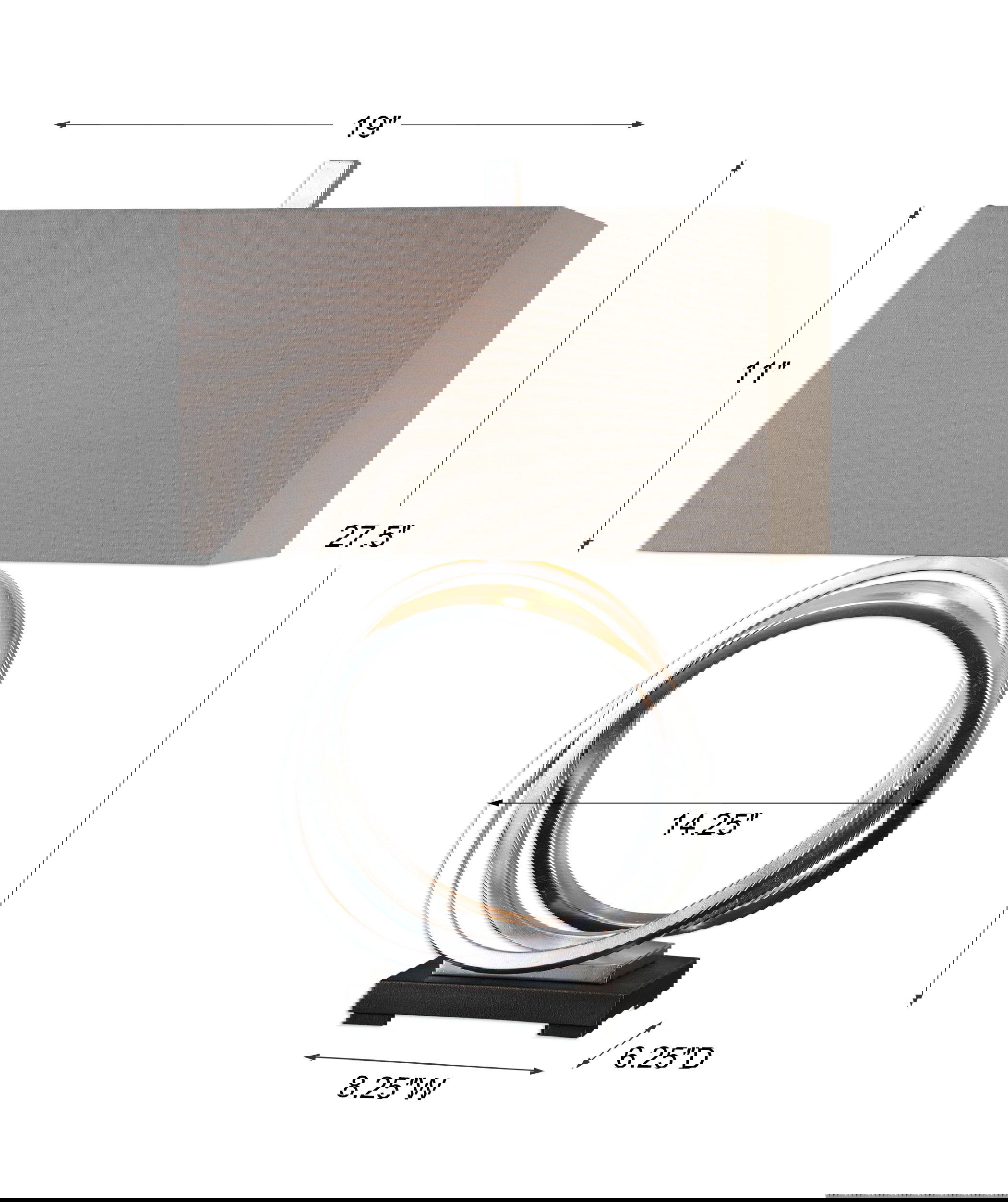 Soroca Silver Rings Lamp, by Uttermost, 19" width x 27.5" height x 10" depth View 3