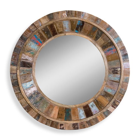 Jeremiah Round Wood Mirror