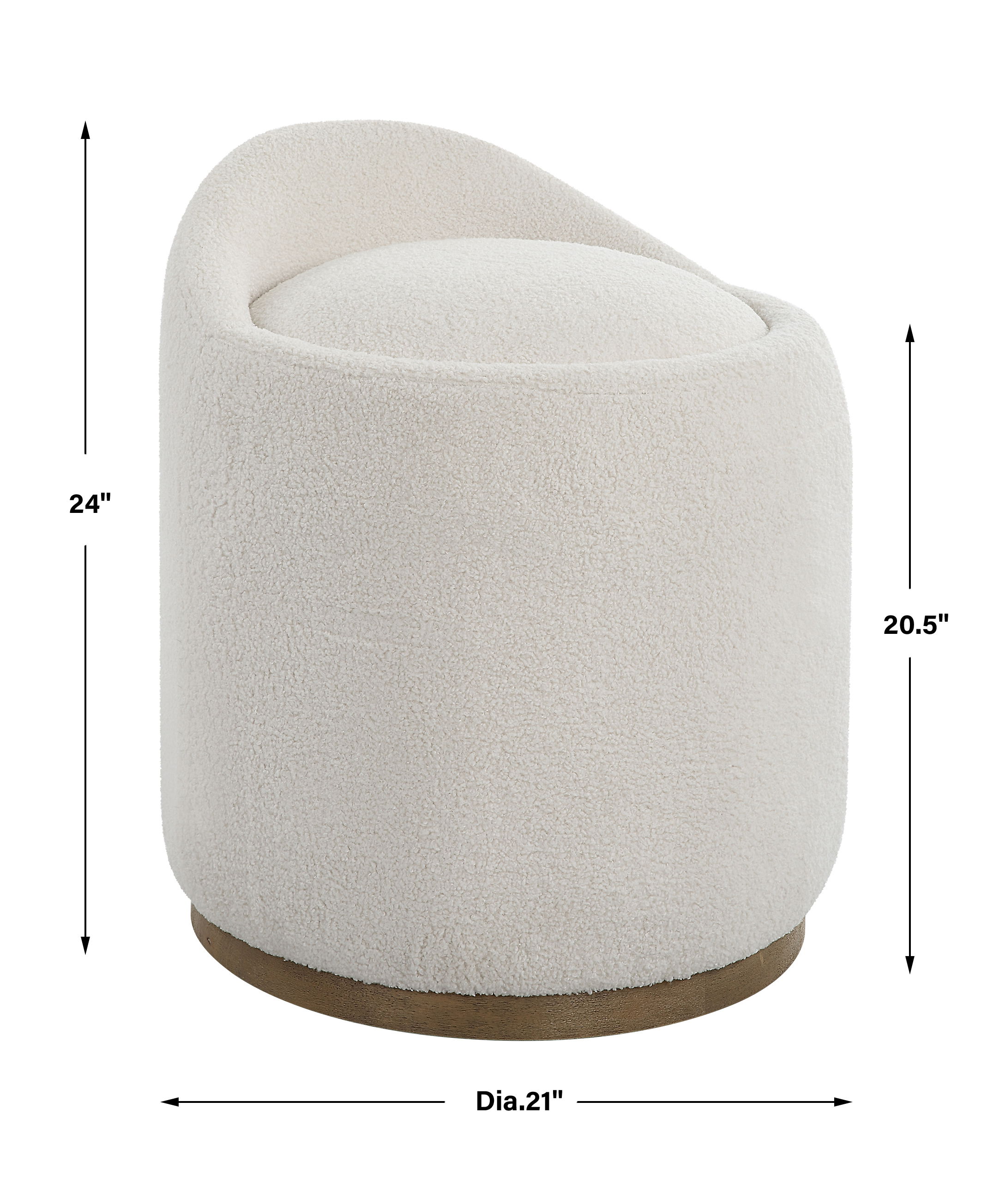 Swirl Swivel Sheepskin Ottoman, Furniture by Uttermost, 21" width x 24" height x 21" depth View 3